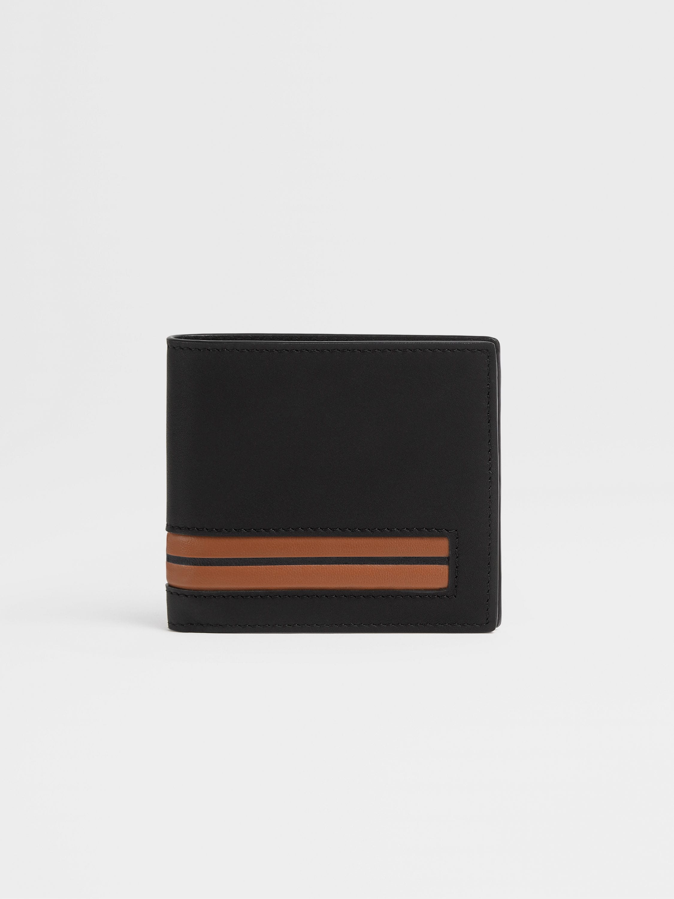 BLACK LEATHER BILLFOLD WALLET - 1