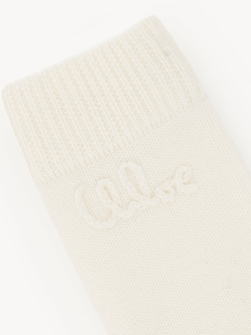 THE CHLOÉ LACE KNIT FINGERLESS GLOVES IN WOOL & LACE JACQUARD 3