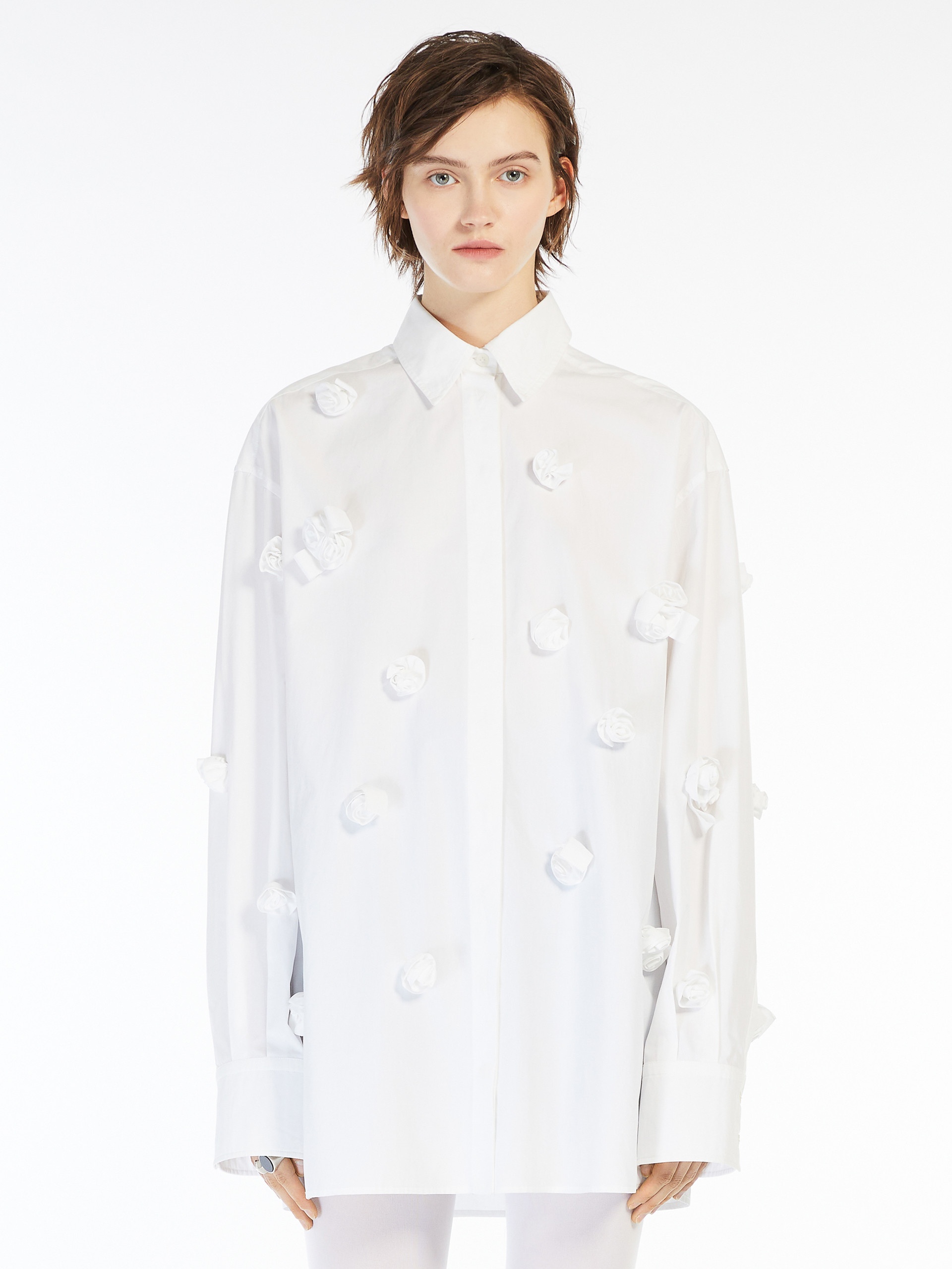 BISOUS Oversized shirt with 3D rose detail - 3