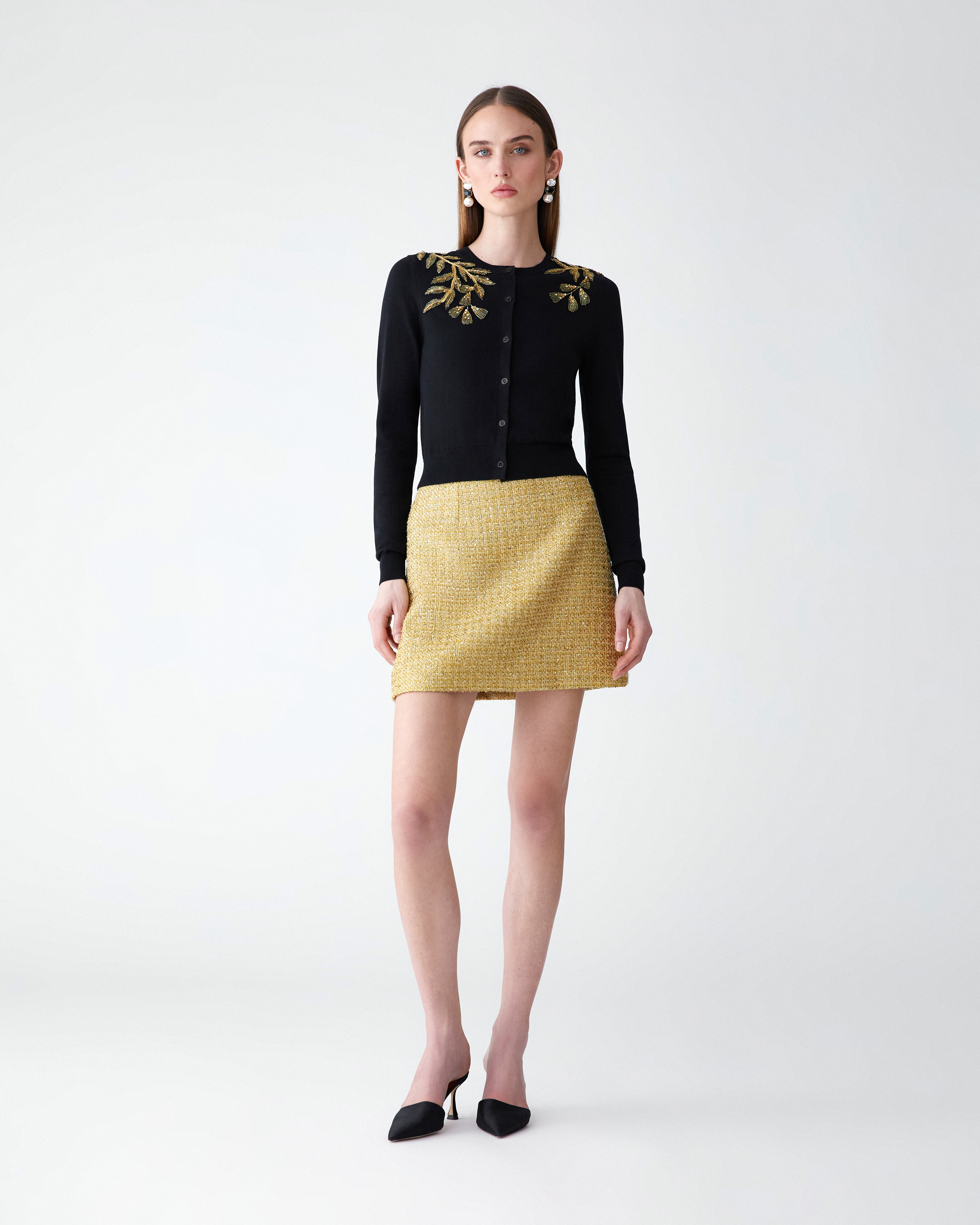 Gold Leaf-Embroidered Cardigan - 4
