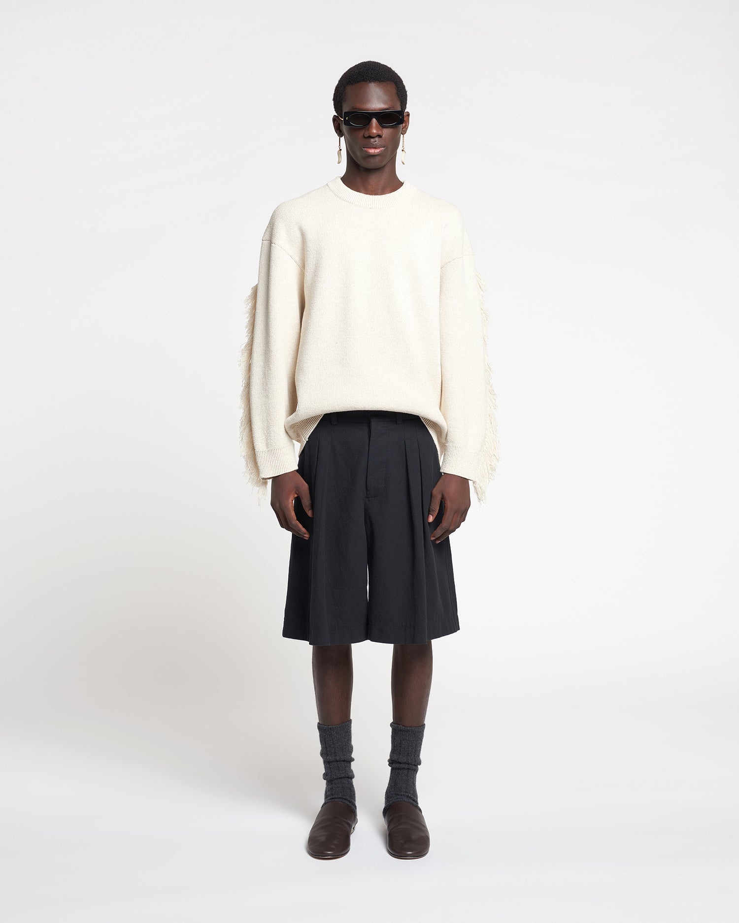 Fringed Textured-Linen Sweatshirt - 3