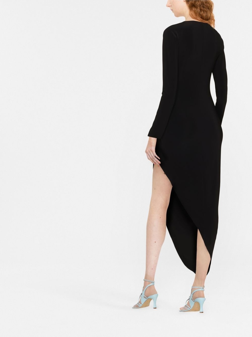 long-sleeve asymmetric-hem dress - 4