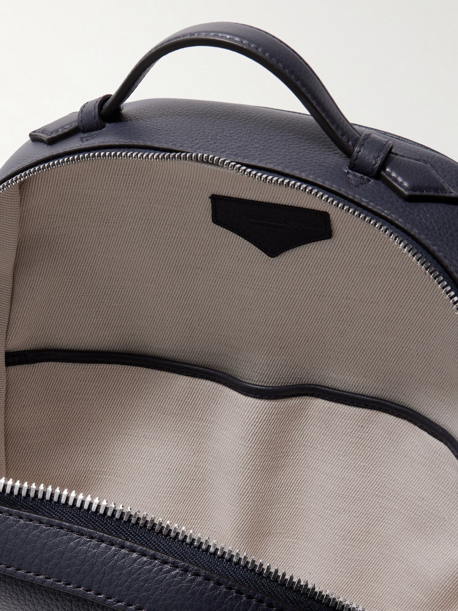 Full-Grain Leather Backpack Blue - 5