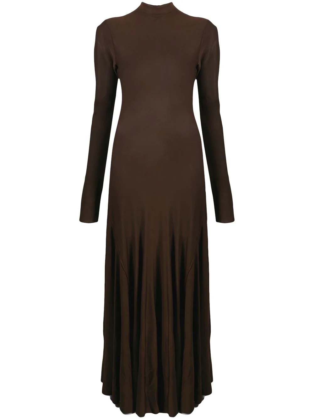 high-neck long-sleeve evening dress - 1