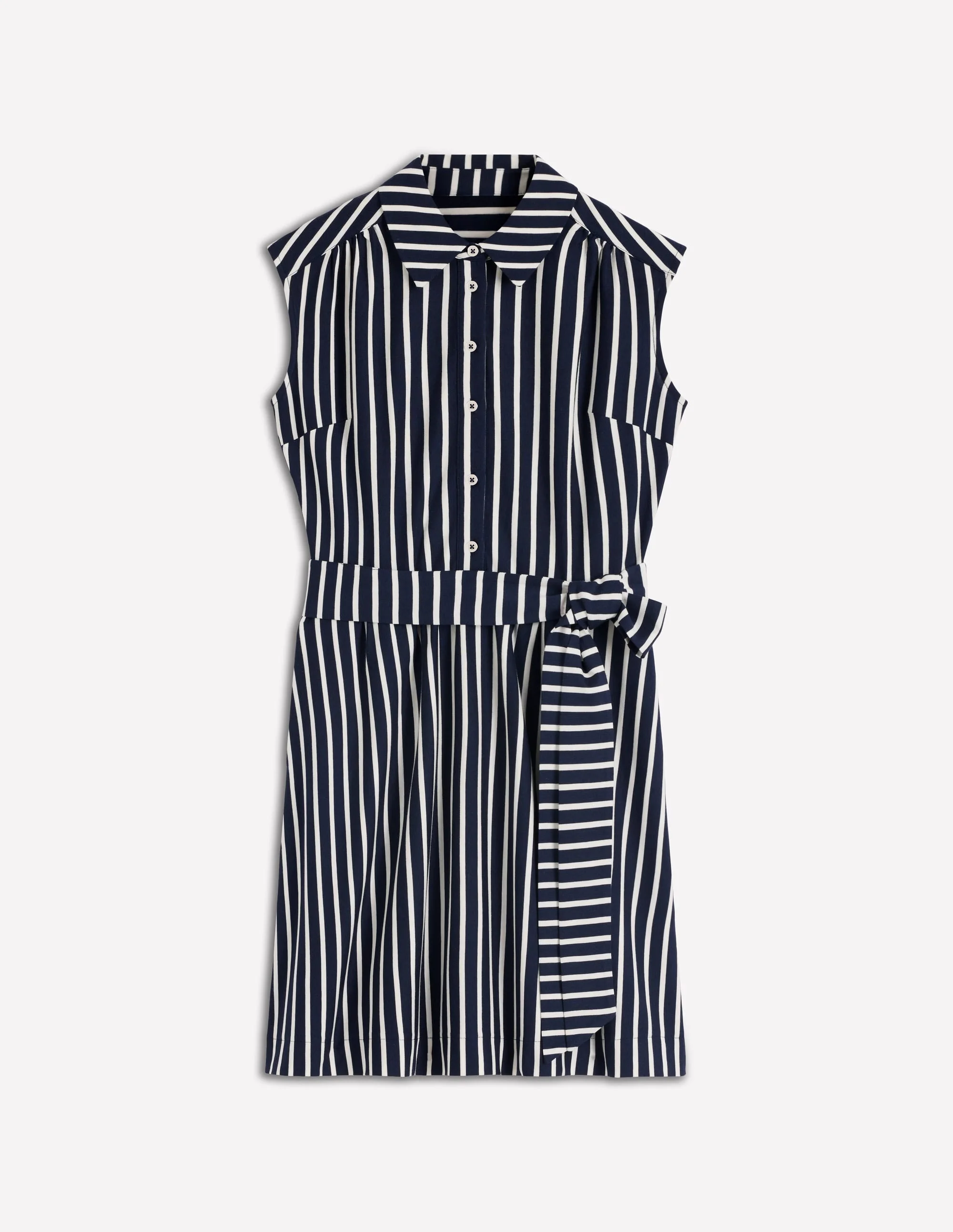 Honor Short Jersey Shirt Dress-Navy and White Stripe - 1