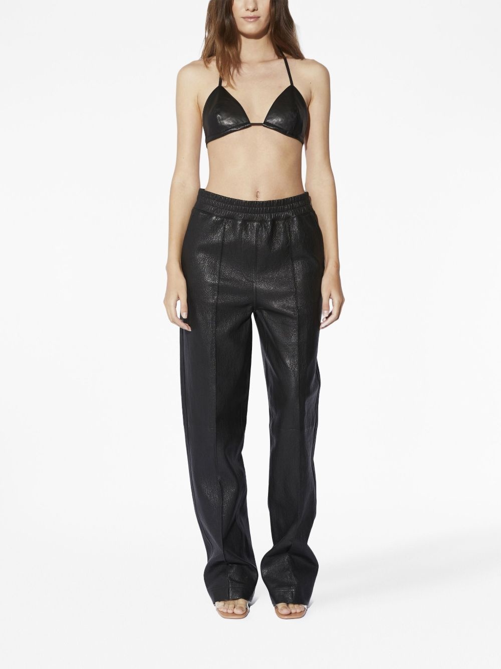elasticated-waist leather trousers - 2