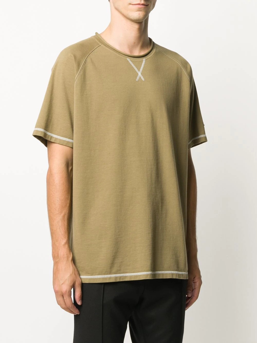 stitching-detail crew-neck T-shirt - 3