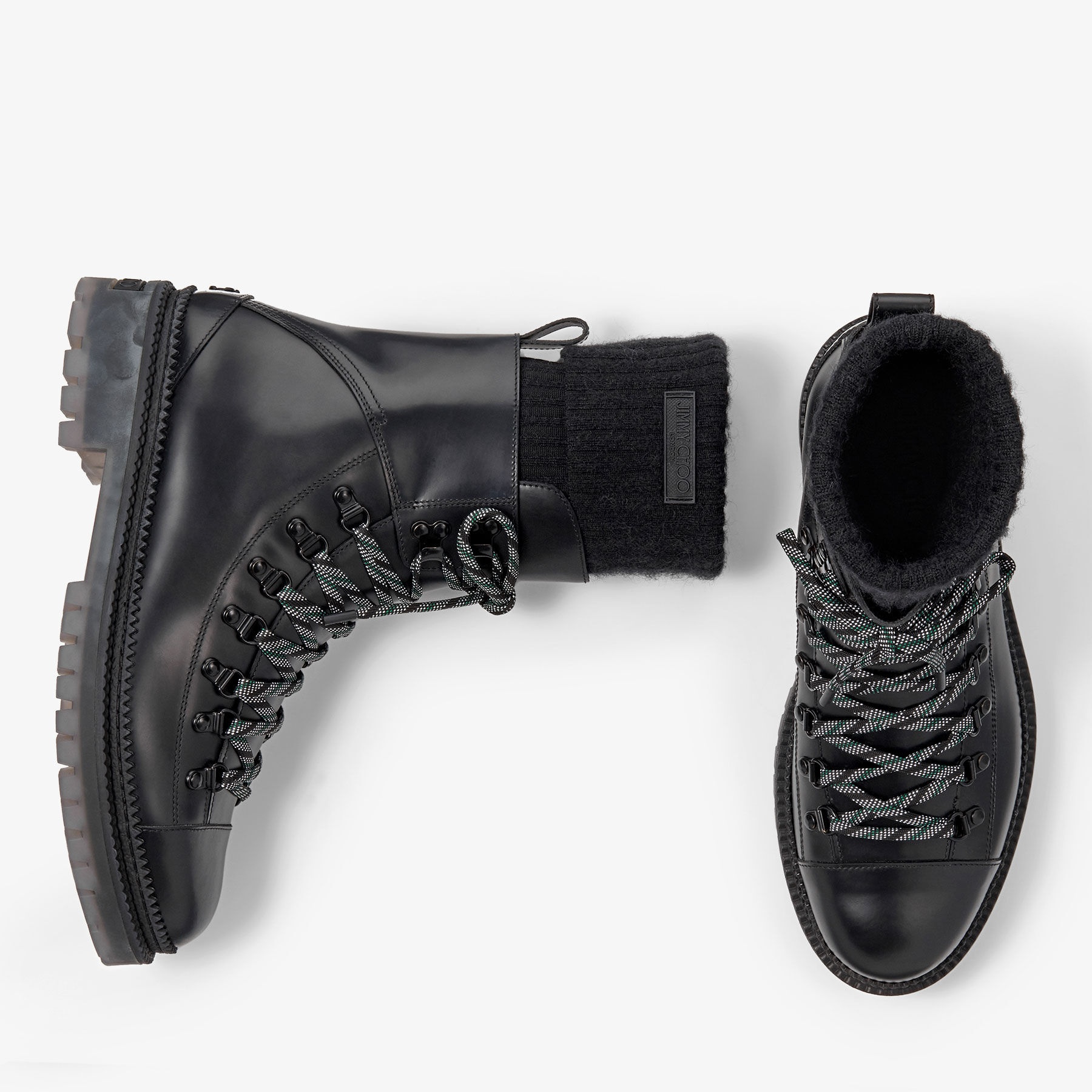 Devin
Black Smooth Leather Boots with Knitted Socks - 5