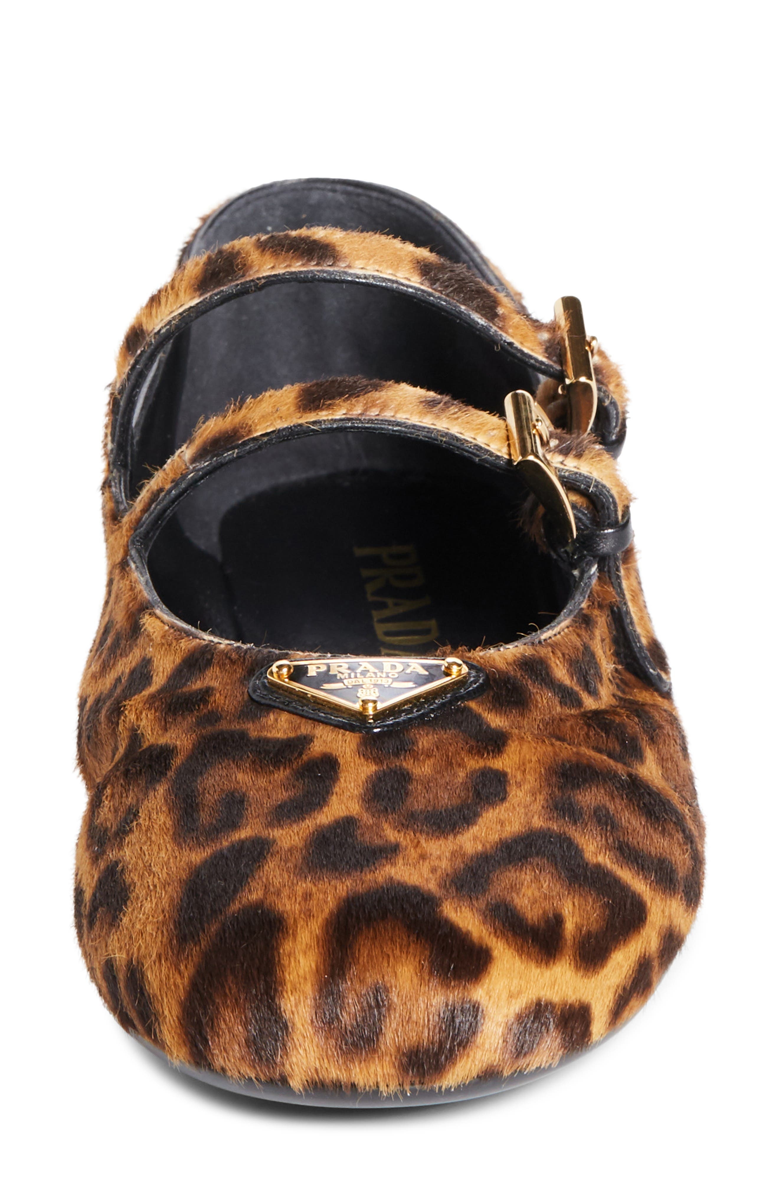 Prada Double Strap Genuine Calf Hair Mary Jane Flat in Miele at Nordstrom - 4