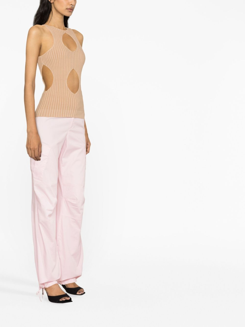 cut out-detail ribbed-knit top - 4