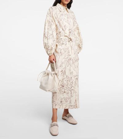 Brunello Cucinelli Printed cotton midi dress outlook