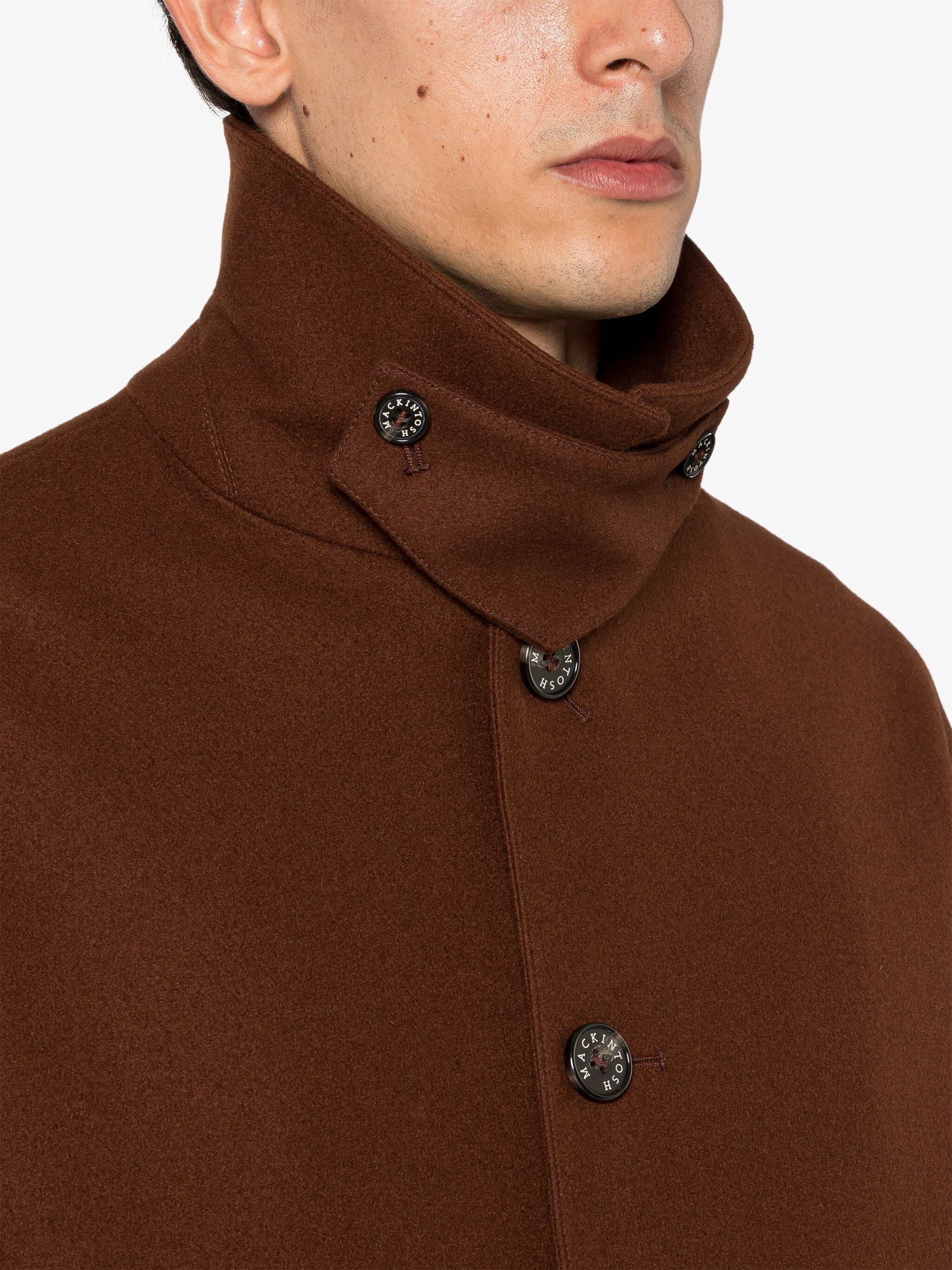 HUMBIE BROWN WOOL OVERCOAT - 5