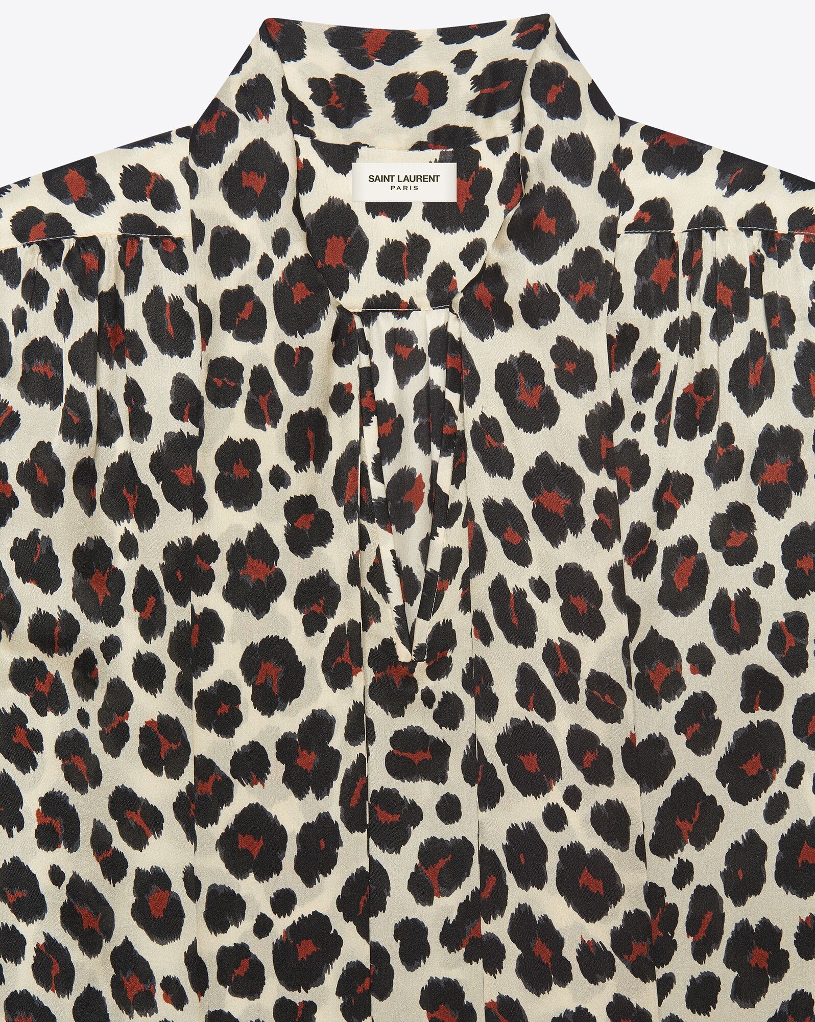 lavallière-neck blouse in leopard-print silk muslin - 5