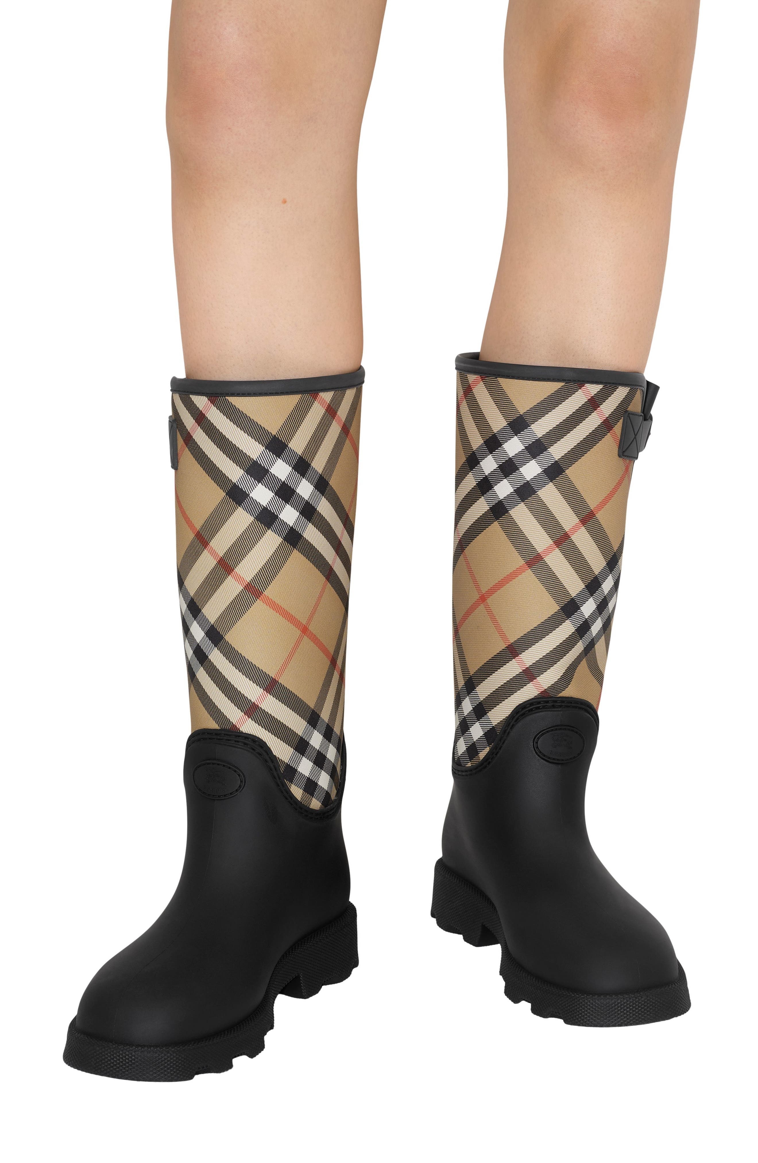 burberry Marsh Stamp Tall Rain Boot in Black at Nordstrom - 2