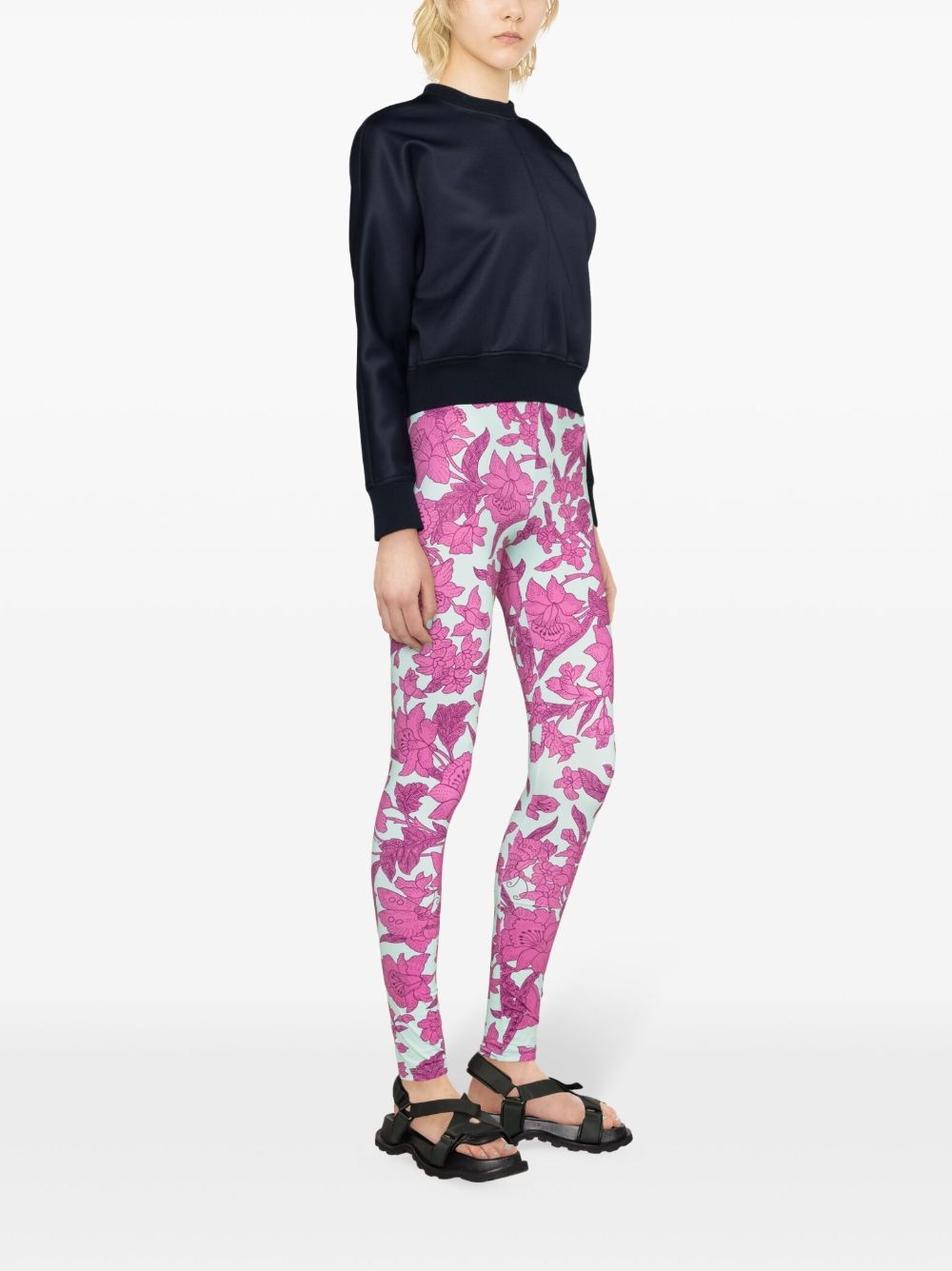 floral-print mid-rise leggings - 3