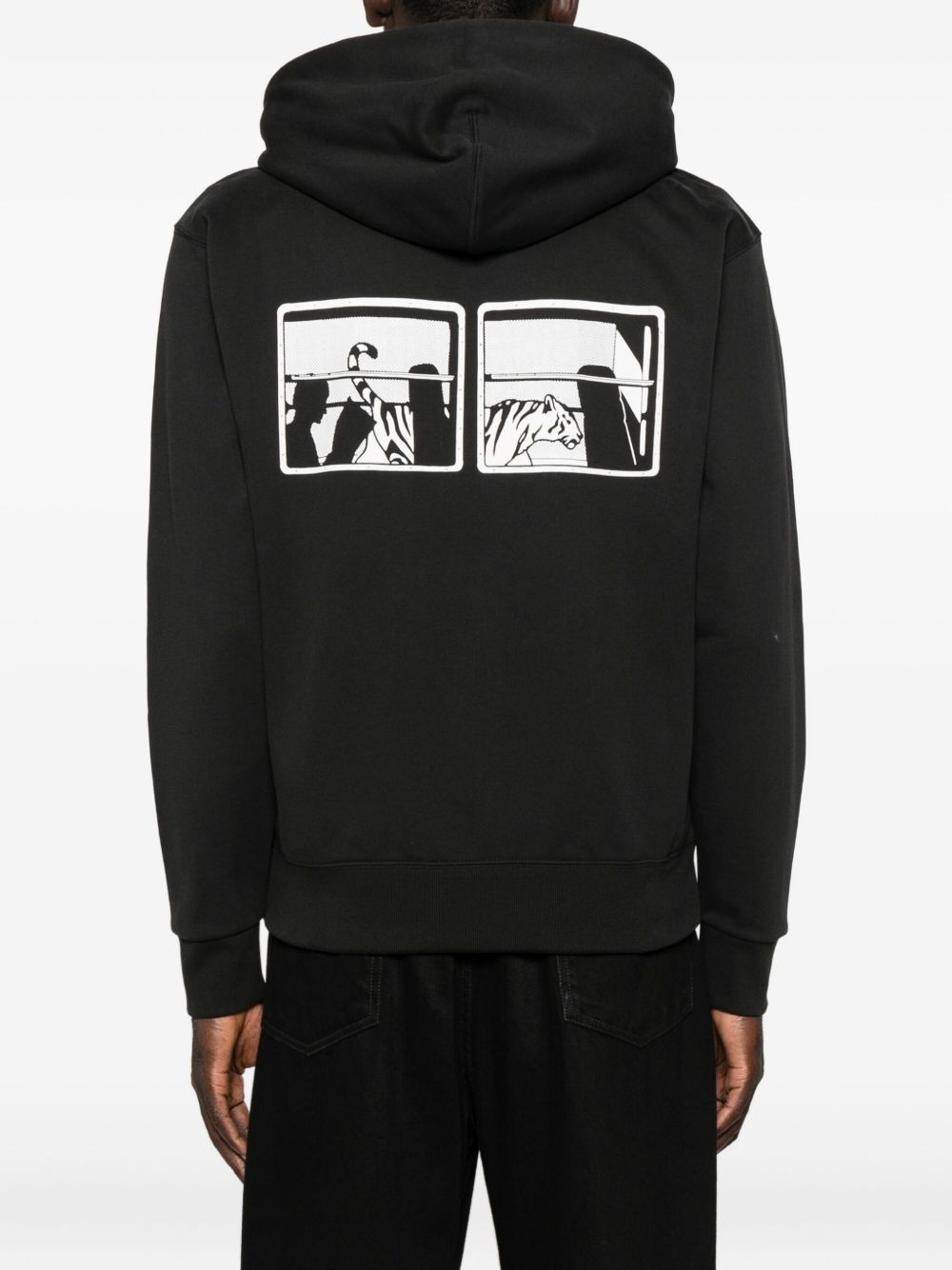 logo-embroidered zip-up hoodie - 4