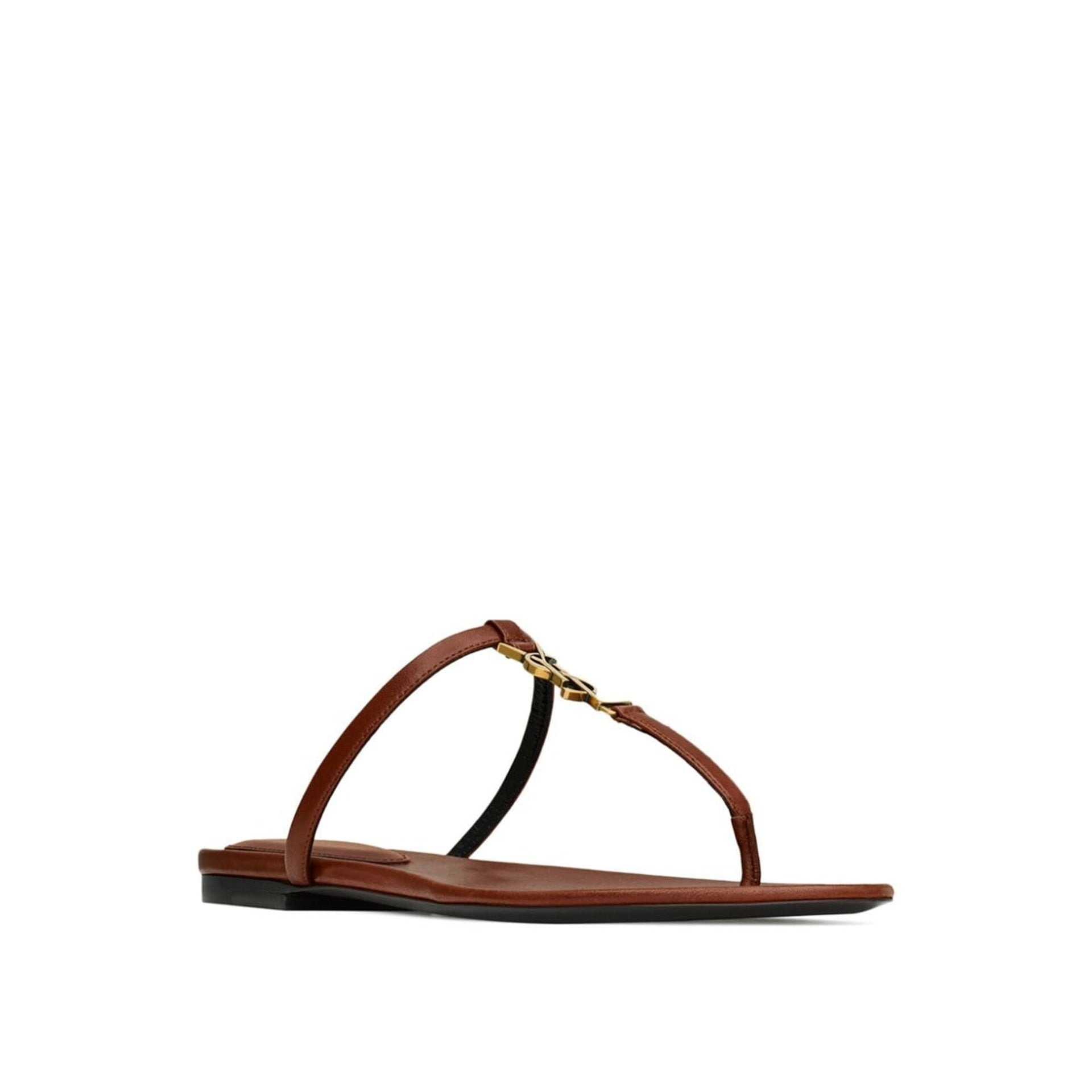 Saint Laurent Cassandra Leather Flat Sandals Women - 2