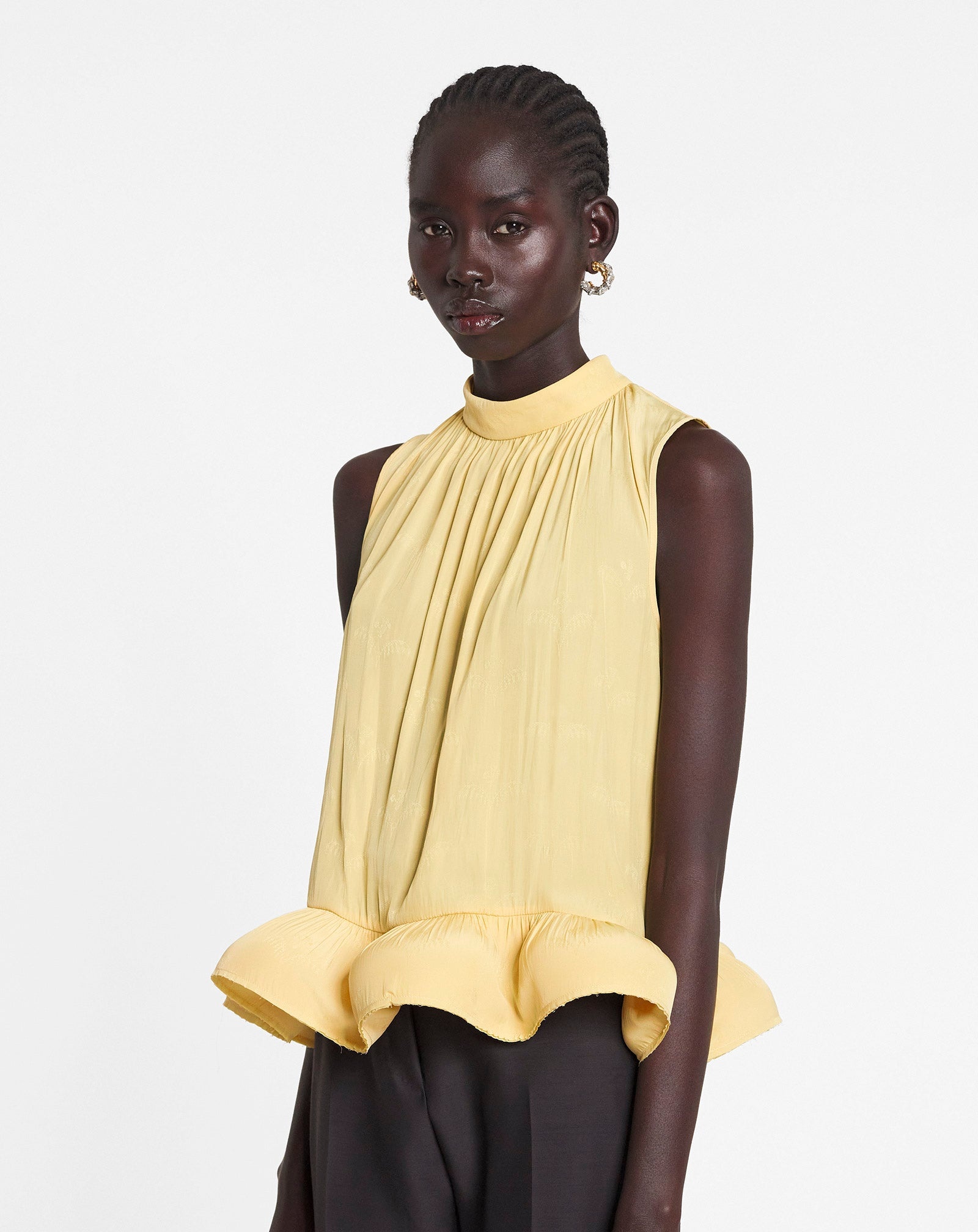 SLEEVELESS JACQUARD CHARMEUSE TOP - 3
