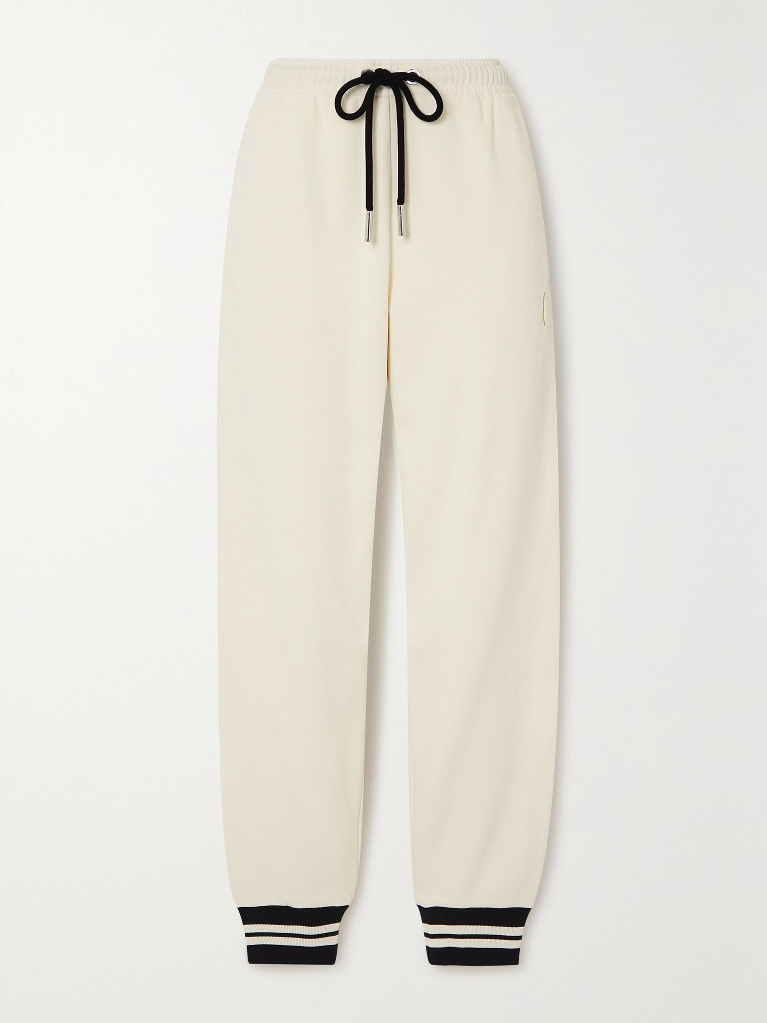Striped tapered cotton-blend jersey track pants White - 1