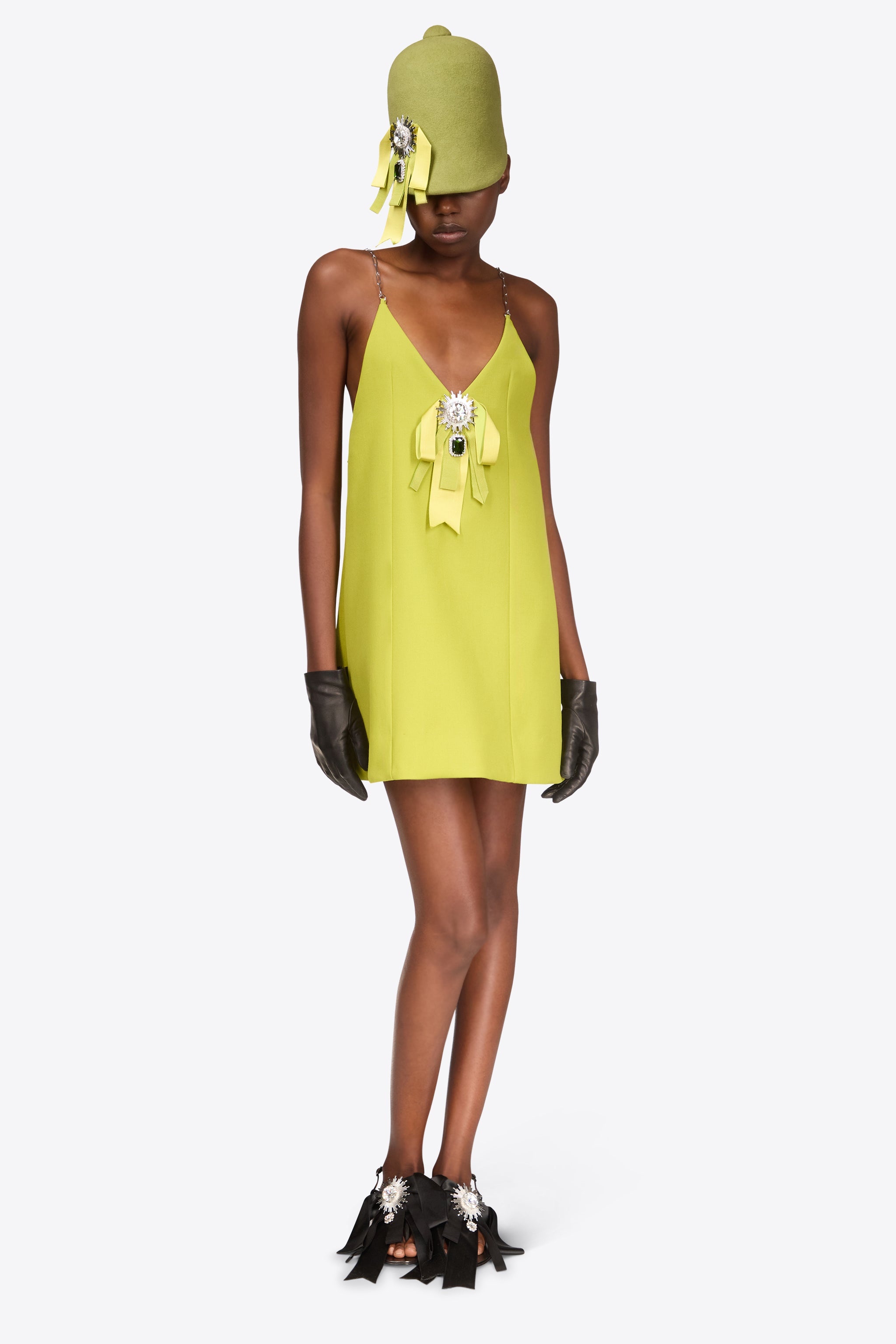 CRYSTAL EMBELLISHED BOW MINI DRESS - 3