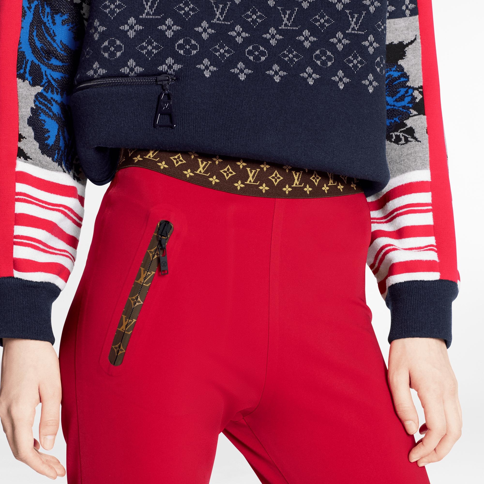 Leggings In Red Technical Jersey With Monogram Details - 3