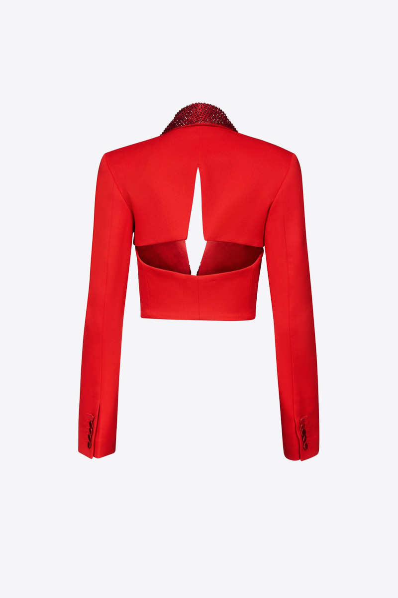 AREA CRYSTAL EMBELLISHED CROPPED BLAZER outlook