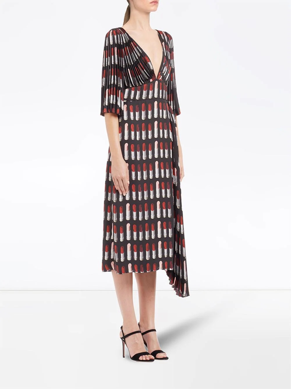 lipstick print twill dress - 3