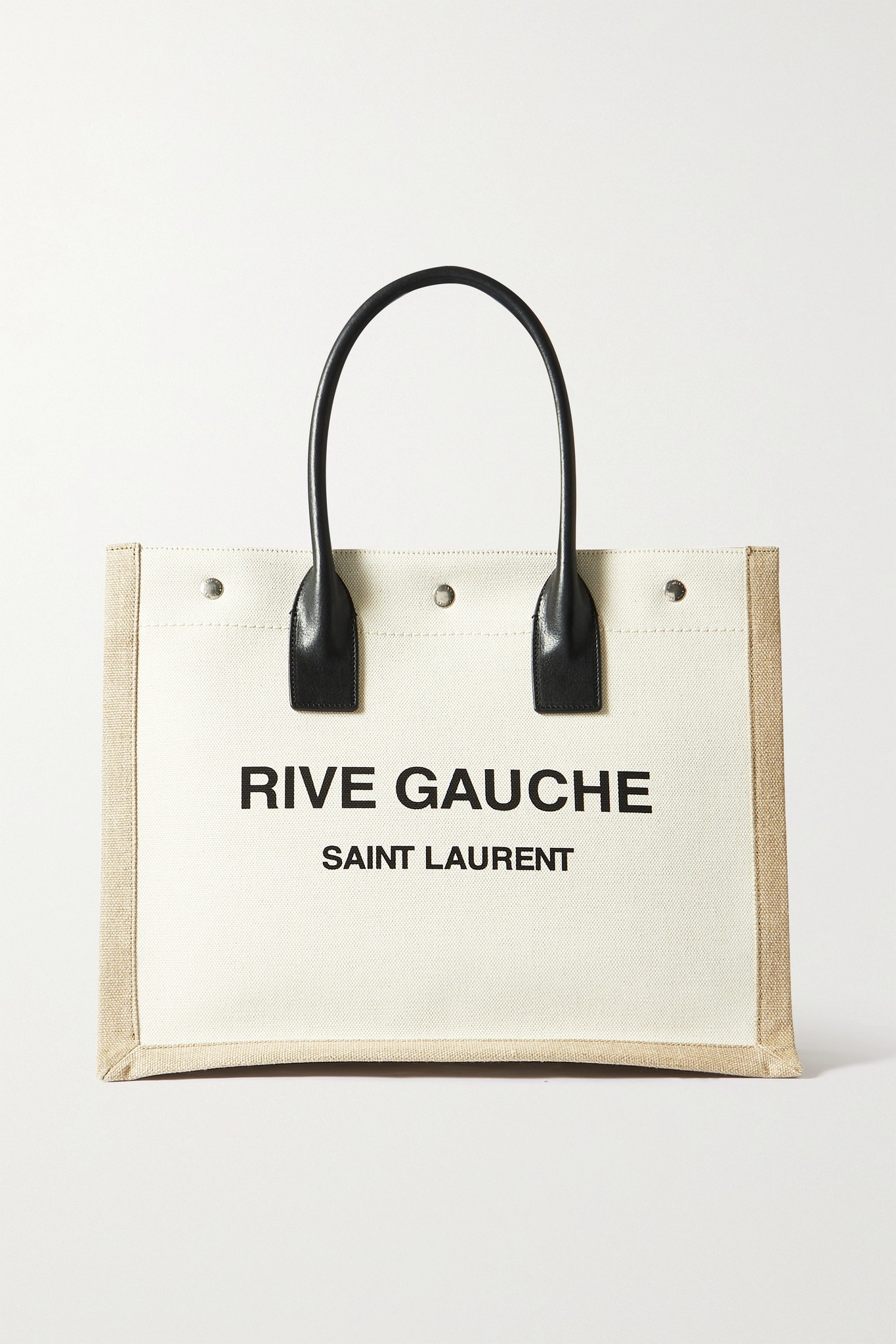 Rive Gauche leather-trimmed printed canvas tote - 1