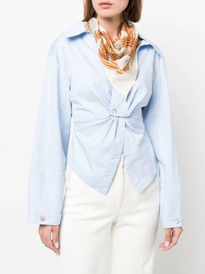 Totême knotted monogram silk scarf outlook