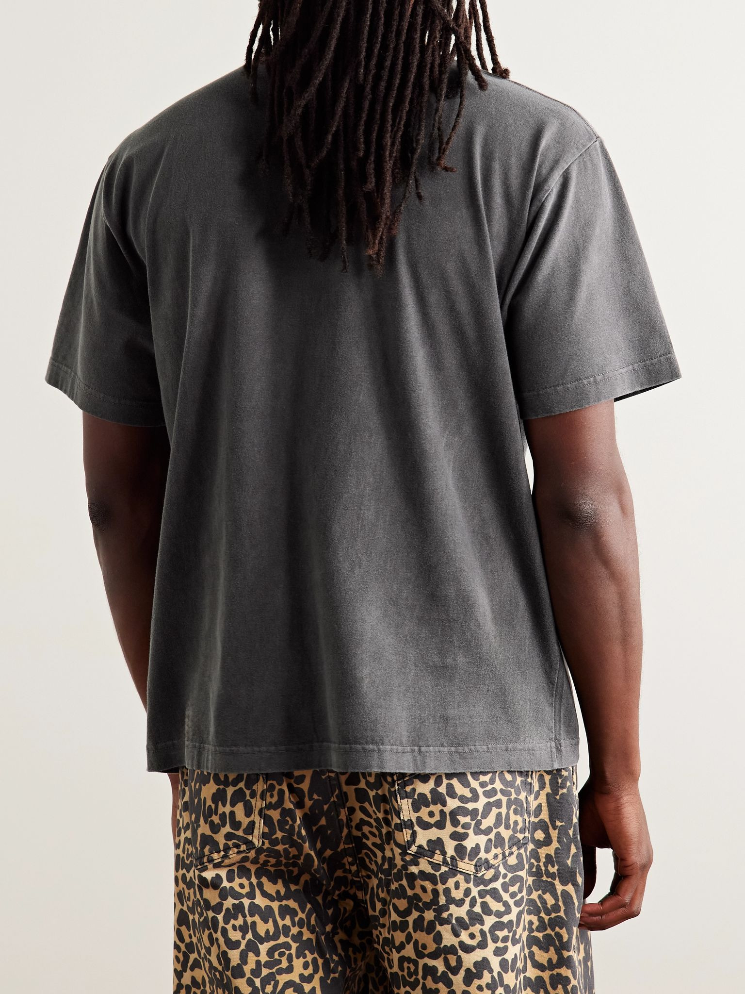 Printed Cotton-Jersey T-Shirt Gray - 4