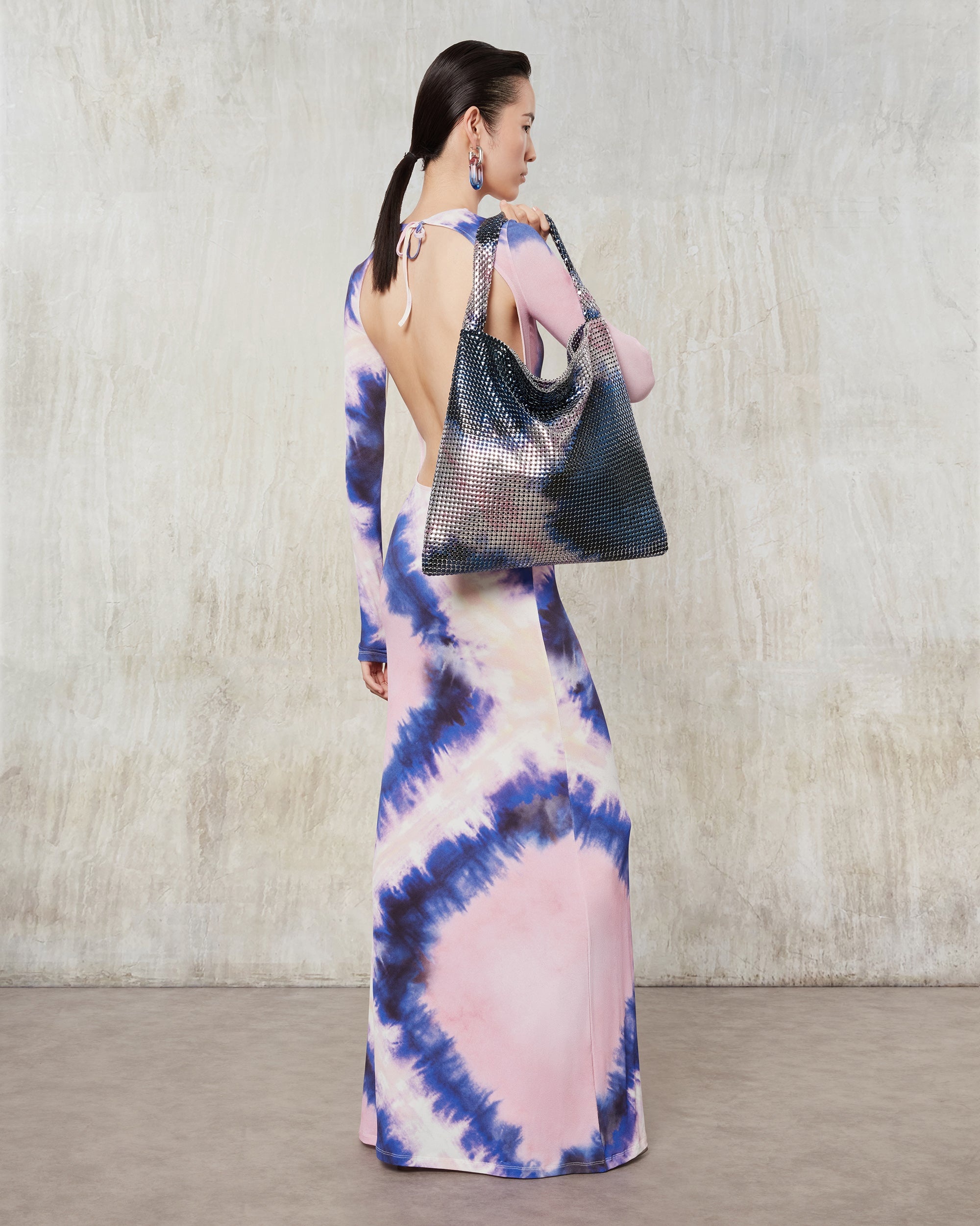 Tie Dye Jersey Open-Back Maxi Dress - 6