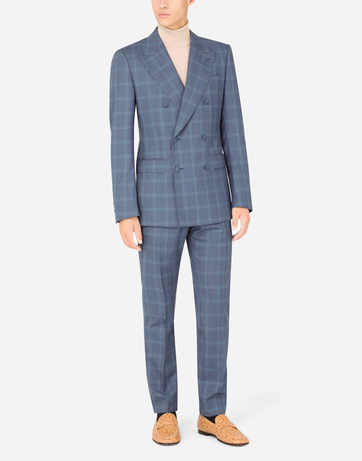 Double-breasted checked wool Sicily-fit suit - 9