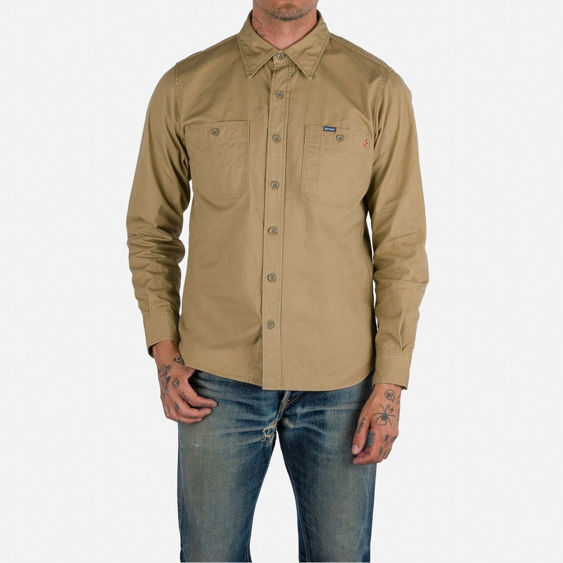 Iron Heart IHSH-395-KHA 7oz Fatigue Cloth Work Shirt - Khaki outlook