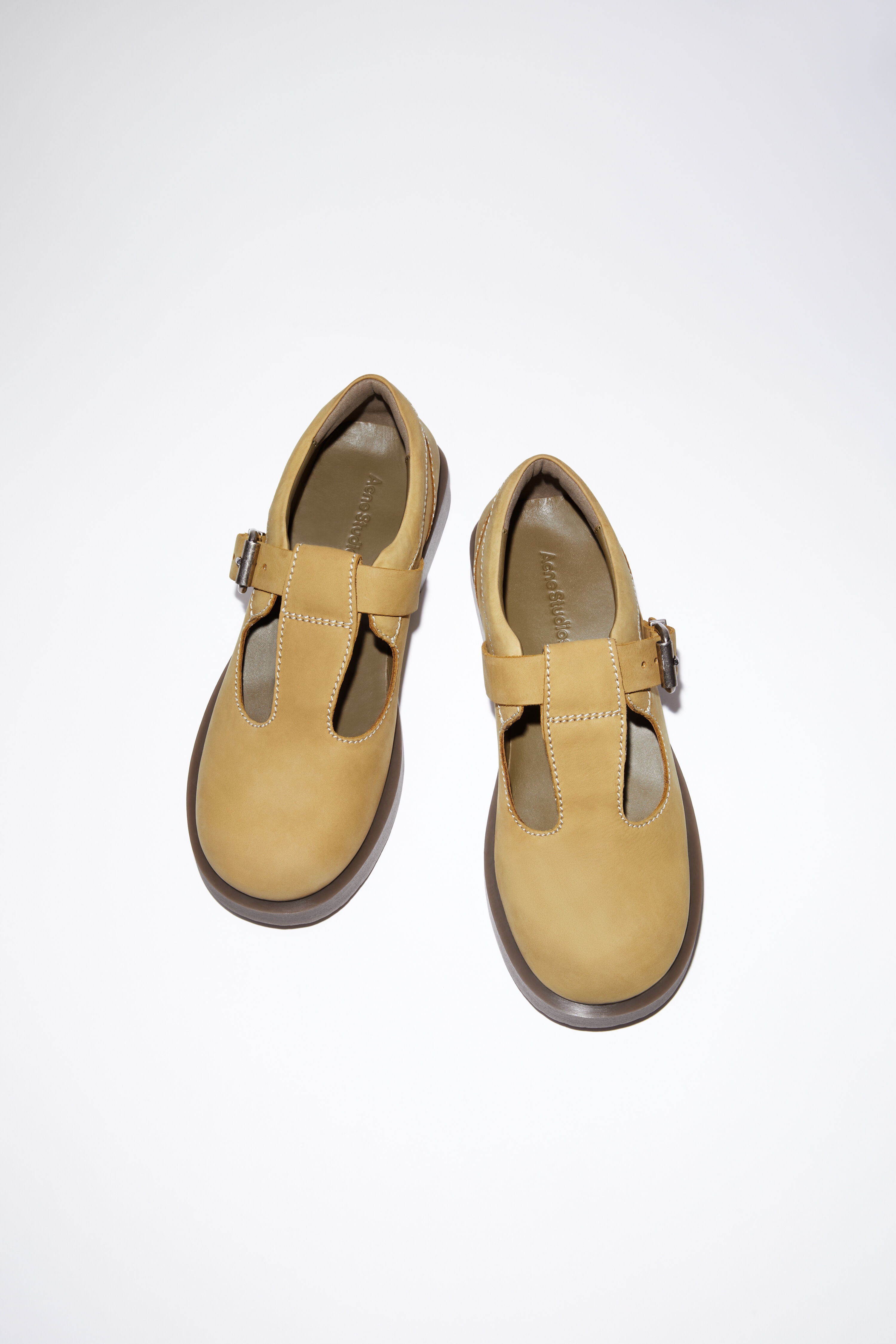 Leather buckle shoes - Khaki beige - 3
