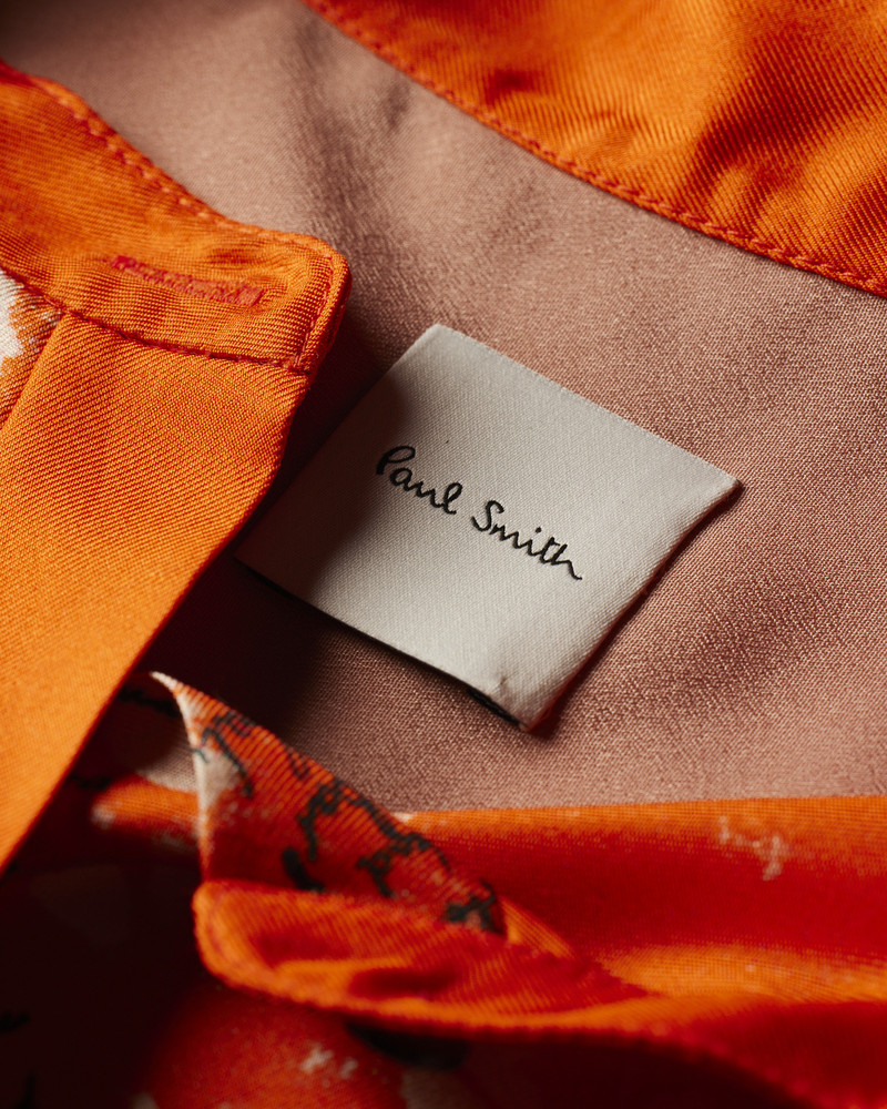 Women's Orange 'Travel Scarf' Silk Shirt 4