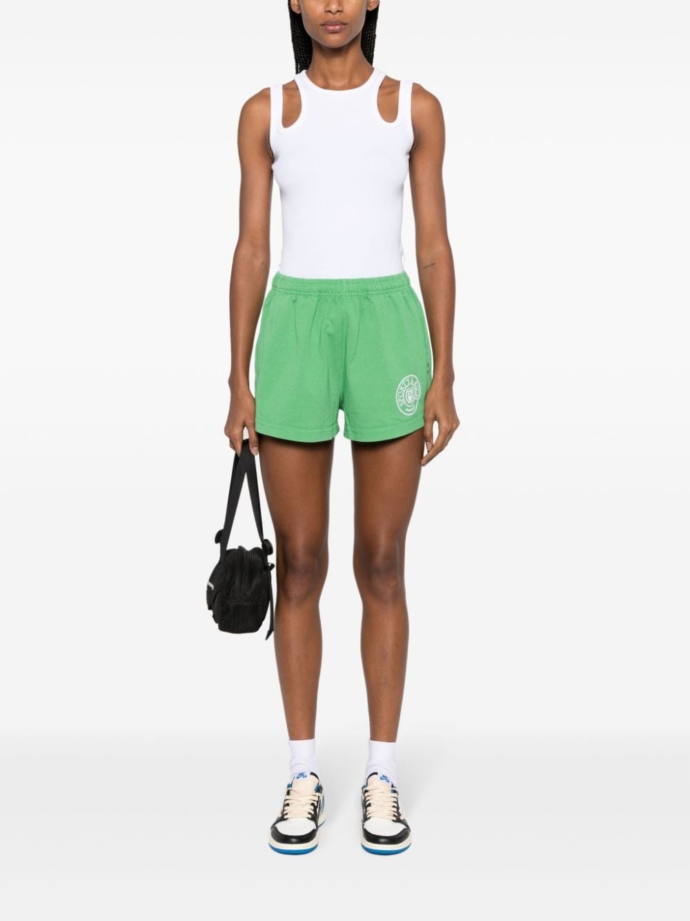logo-embroidered cotton track shorts - 2