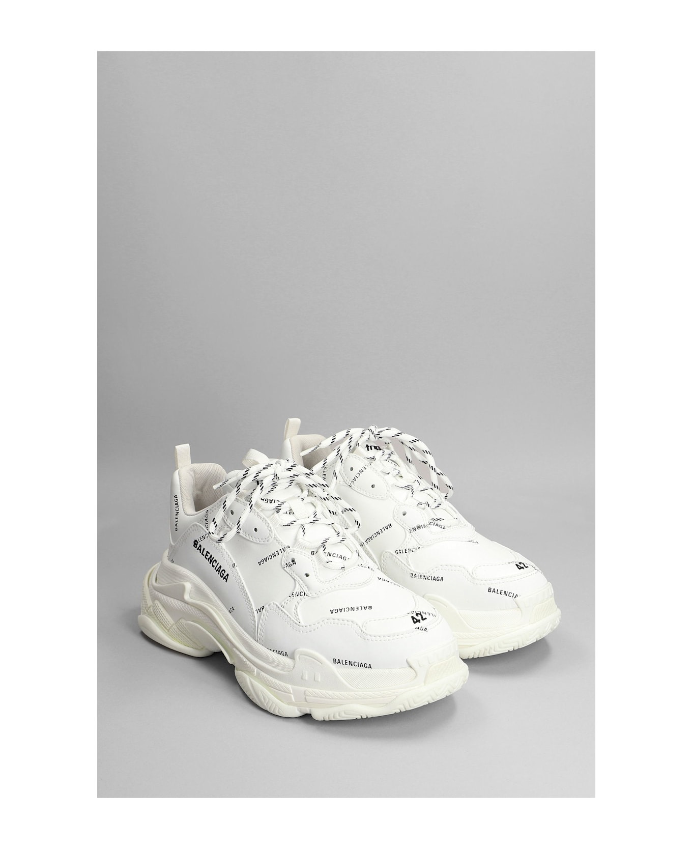 Triple S Sneakers In White Synthetic Fibers - 2