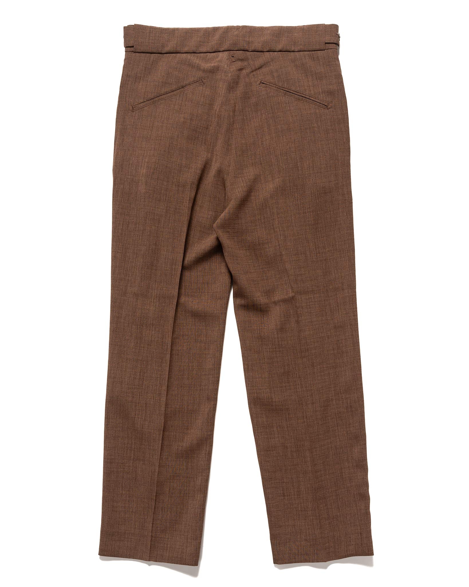 Tucked Side Tab Trouser - Poly Chambray Brown - 5