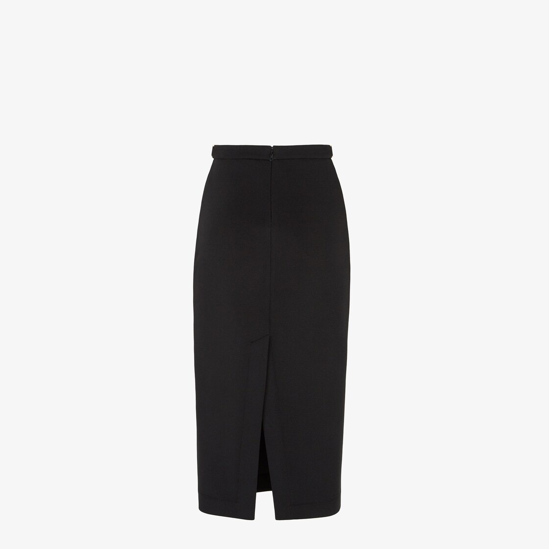 Fitted longuette skirt with central slit at the back. Zip fastening. Made of black piqué jersey. The - 2