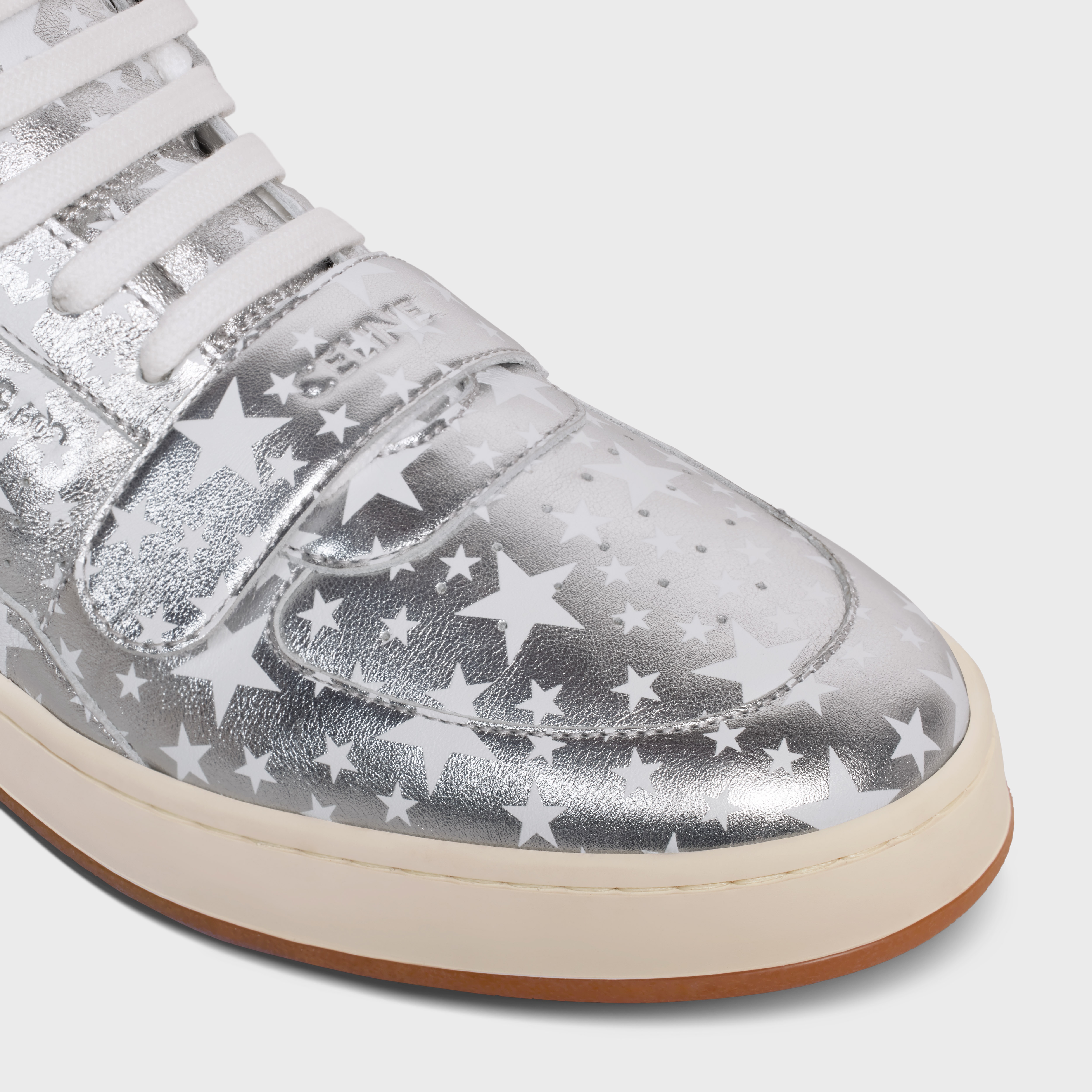 CT-02 MID SNEAKER WITH SCRATCH in STARS PRINTED METALLIC CALFSKIN AND CALFSKIN - 4