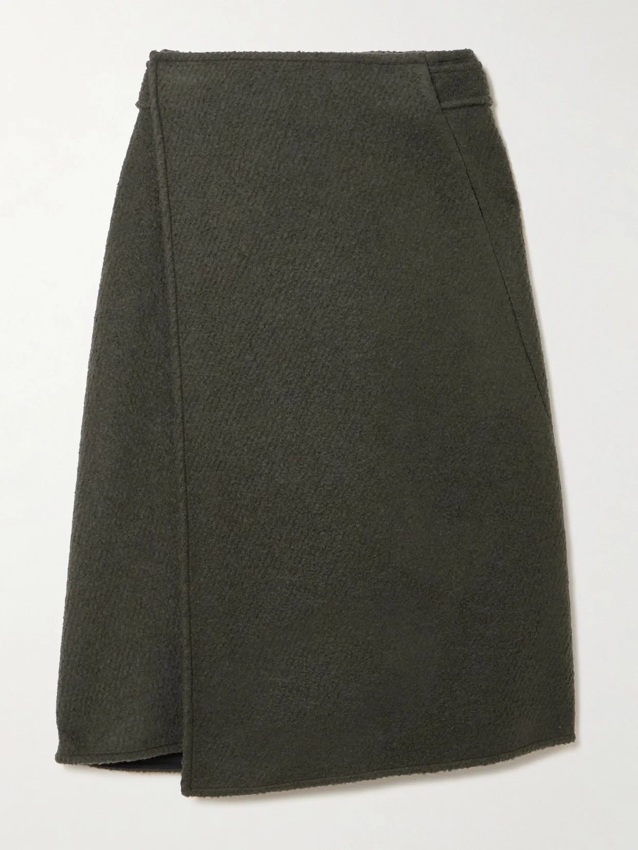 Bodhi Wool-blend Bouclé-twill Midi Wrap Skirt - 1