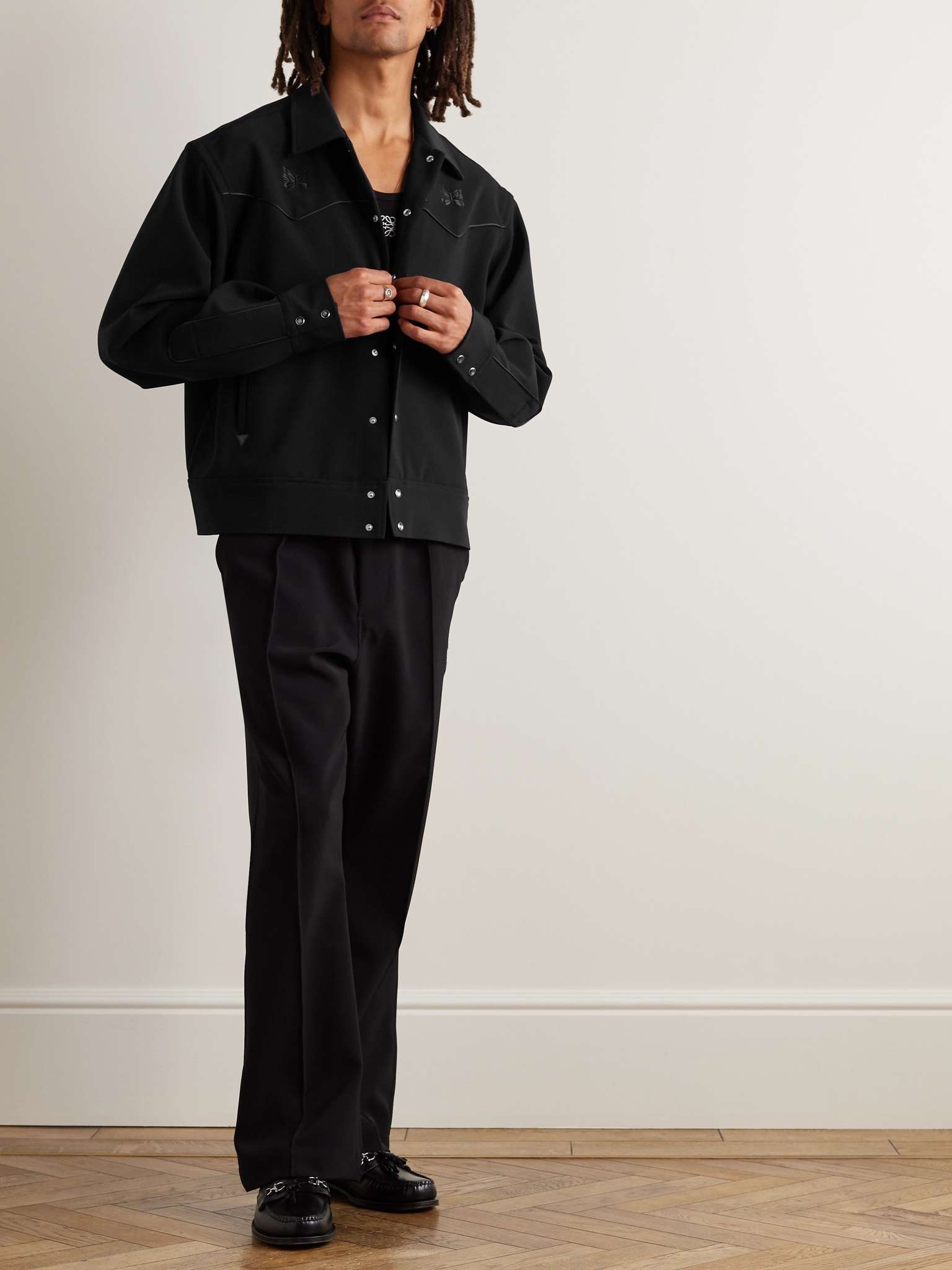 NEEDLES Cowboy Piped Logo-Embroidered Tech-Jersey Jacket | REVERSIBLE