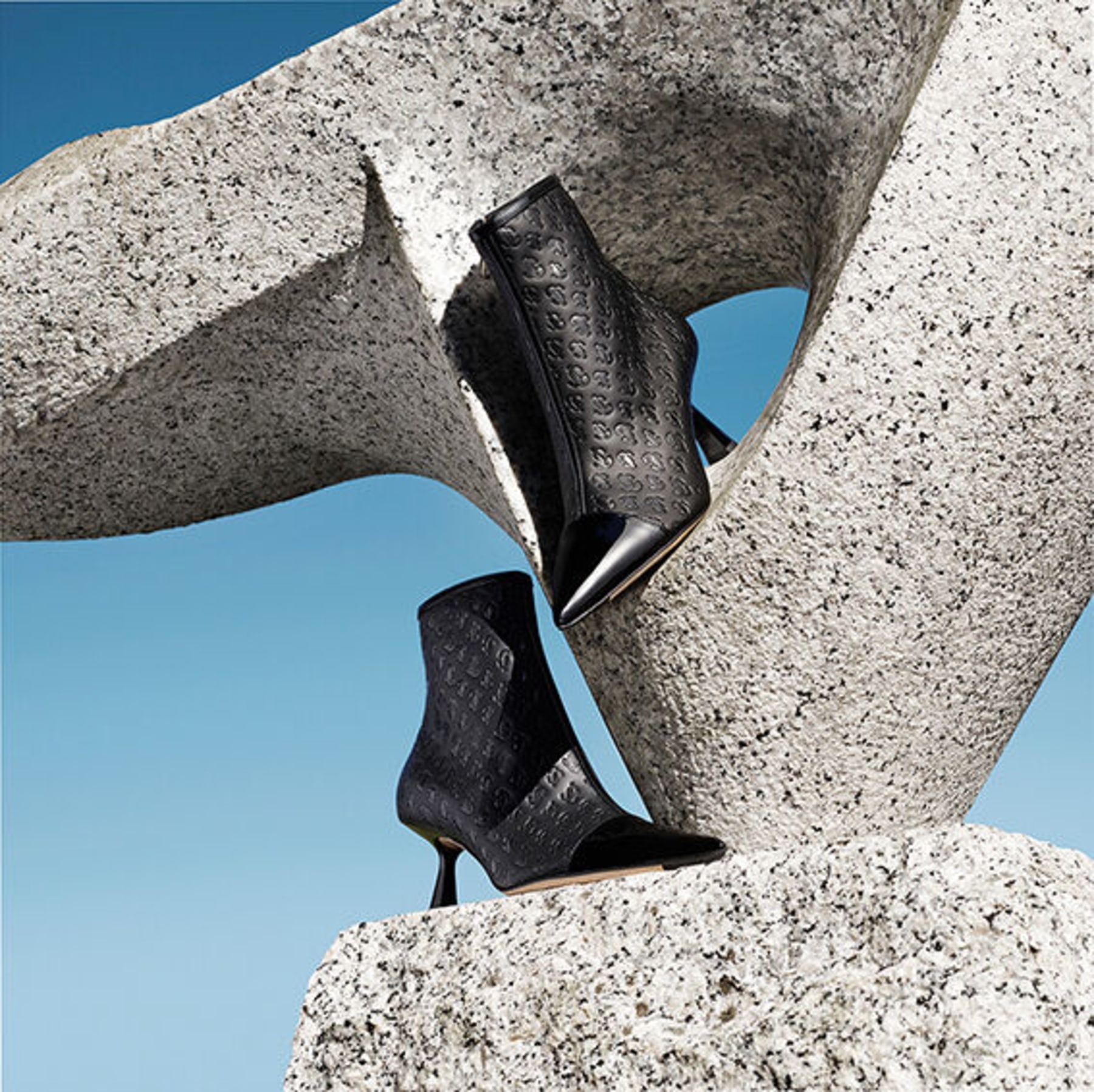 Kix/z 65
Black Patent and JC Monogram Leather Ankle Boots - 6