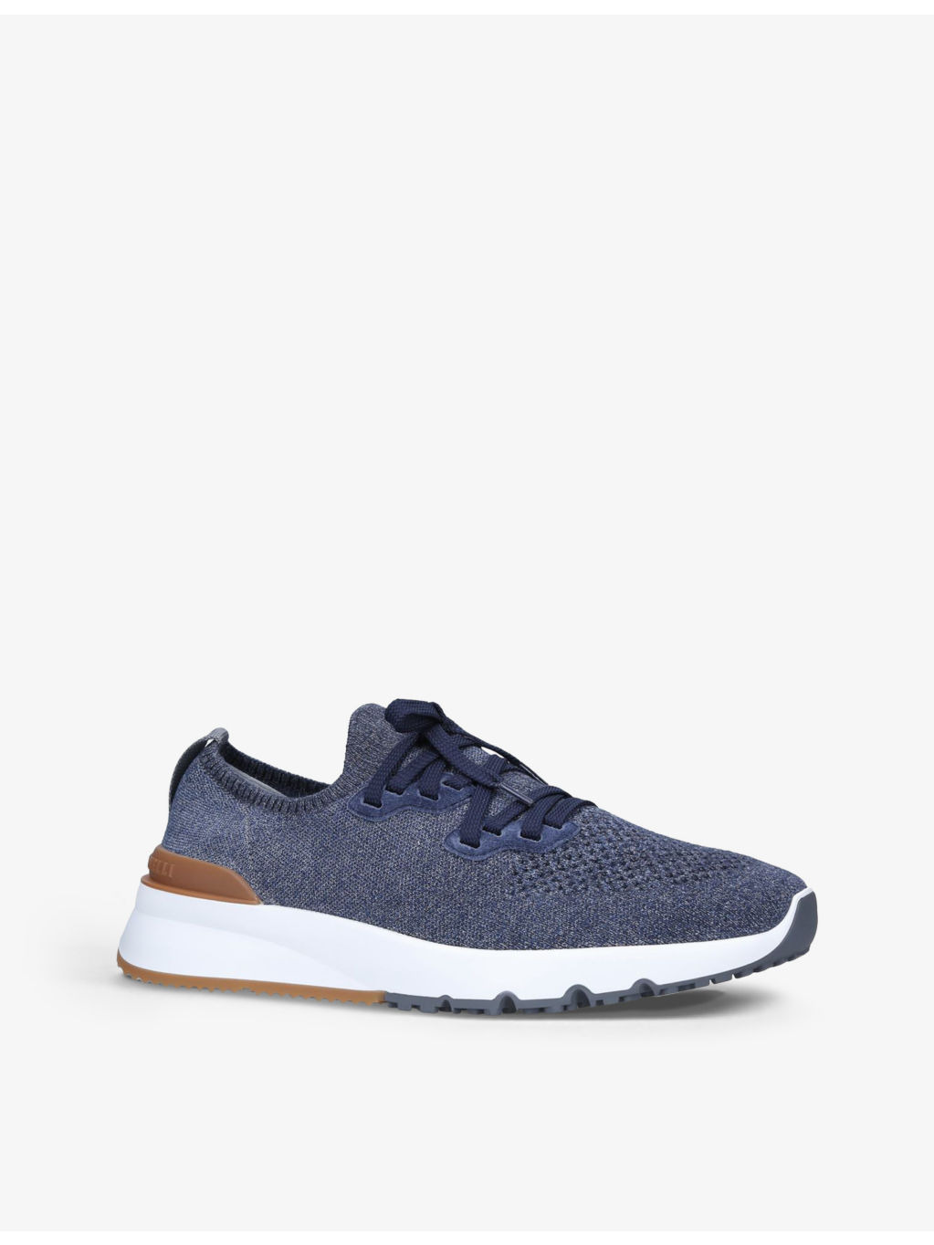 Brand-embossed knitted low-top trainers - 3