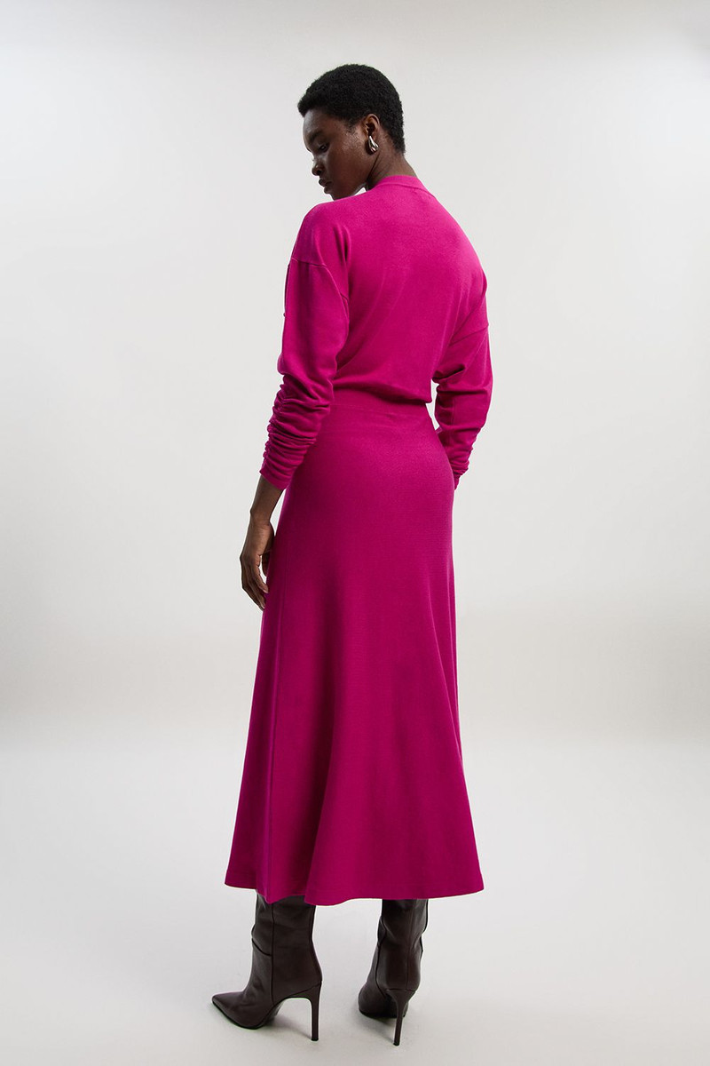 Viscose Blend V Neck Knit Midi Dress 5