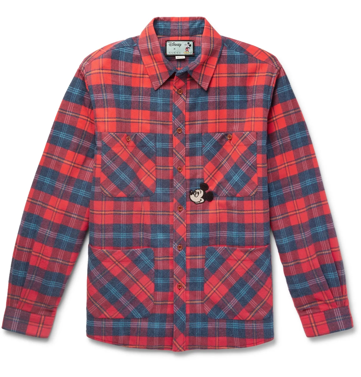 + Disney Appliquéd Padded Checked Cotton-Flannel Overshirt - 1