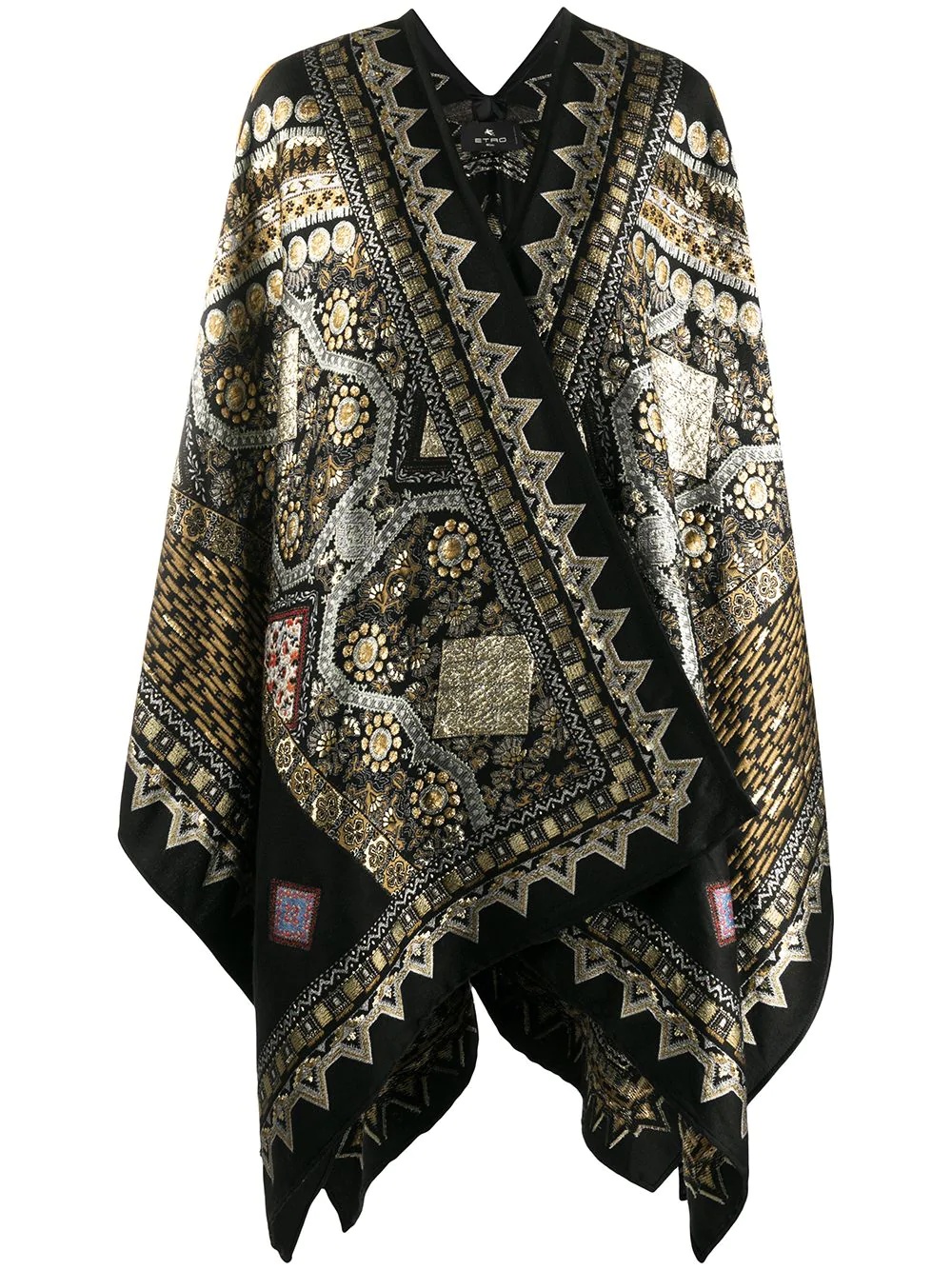 metallic embroidered poncho - 1