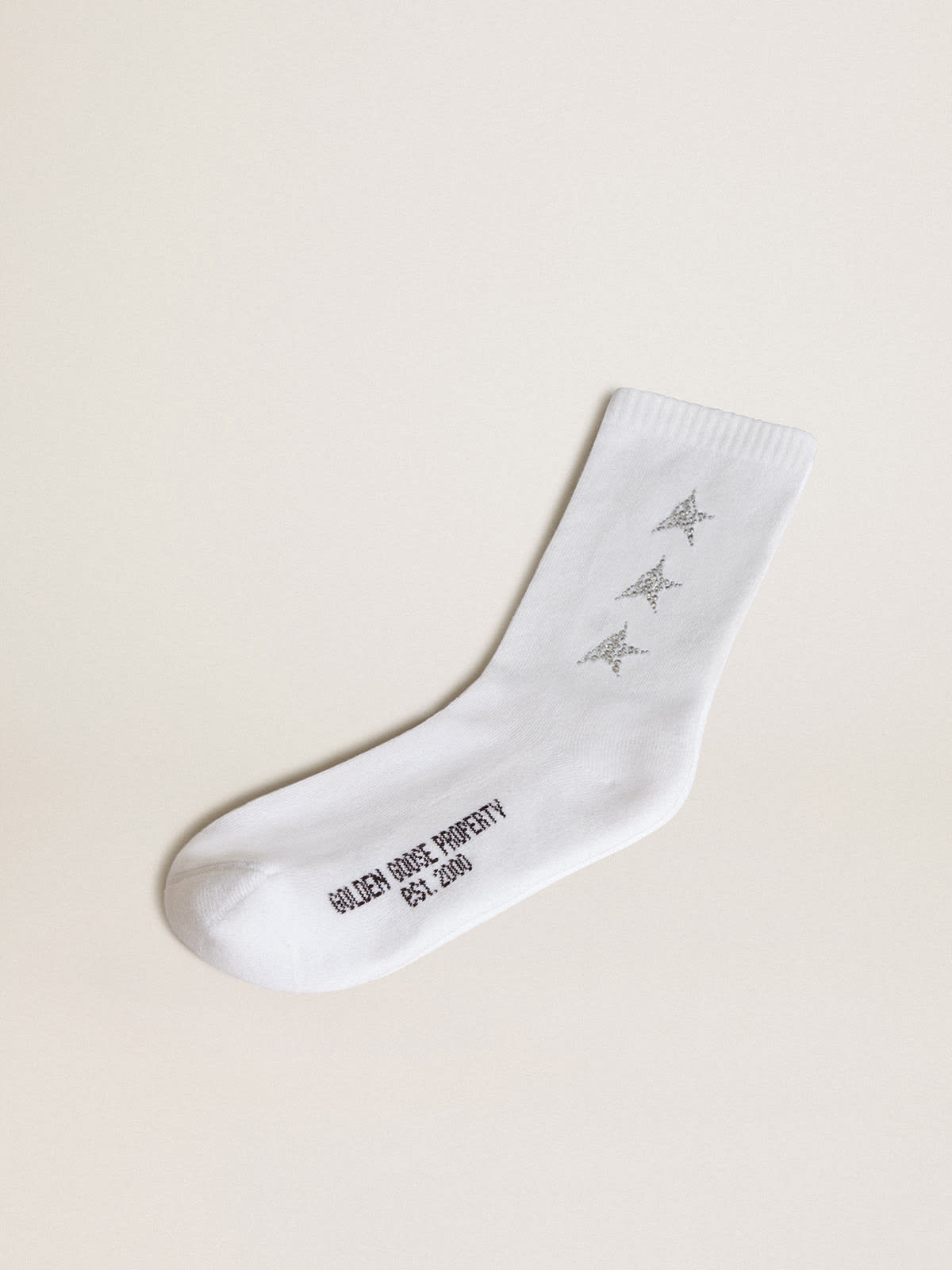 White socks with decorative crystal stars - 1