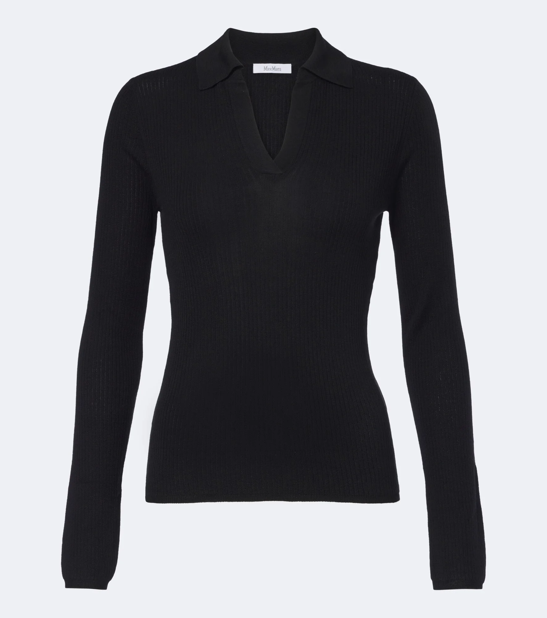 Ribbed-knit silk and cashmere polo sweater - 1