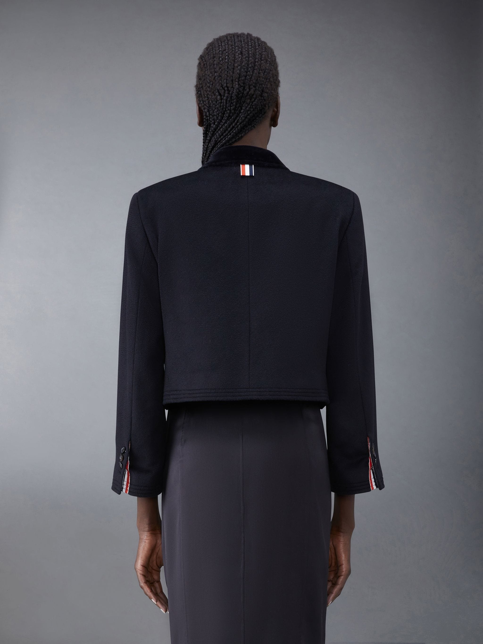 Zibeline Coat Weight Cashmere Velvet Collar Cropped Chesterfield Coat - 2